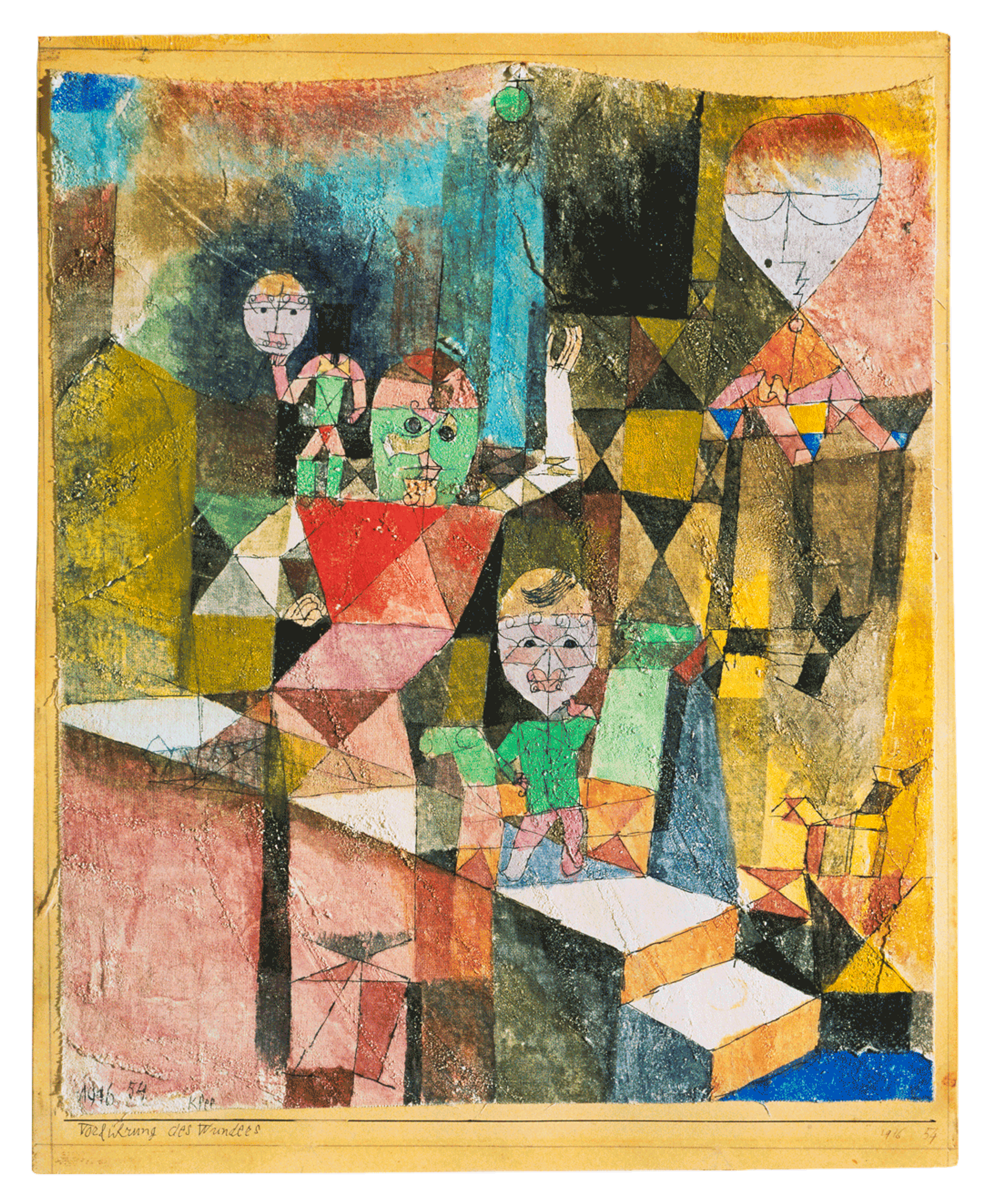 A mixed media work on board by Paul Klee, titled Introducing the Miracle, dated 1916.