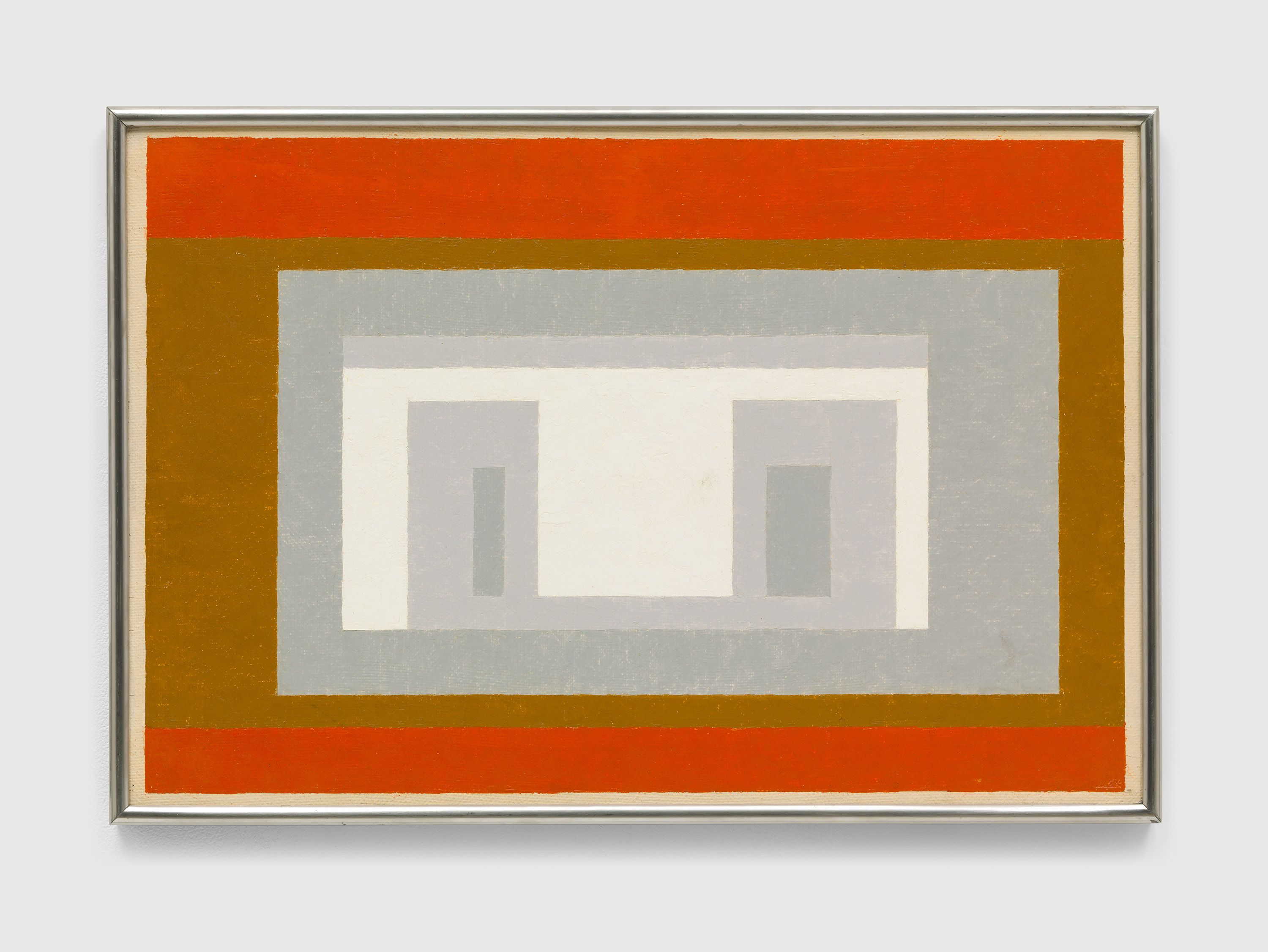 A painting by Josef Albers, titled Settled, dated 1954.