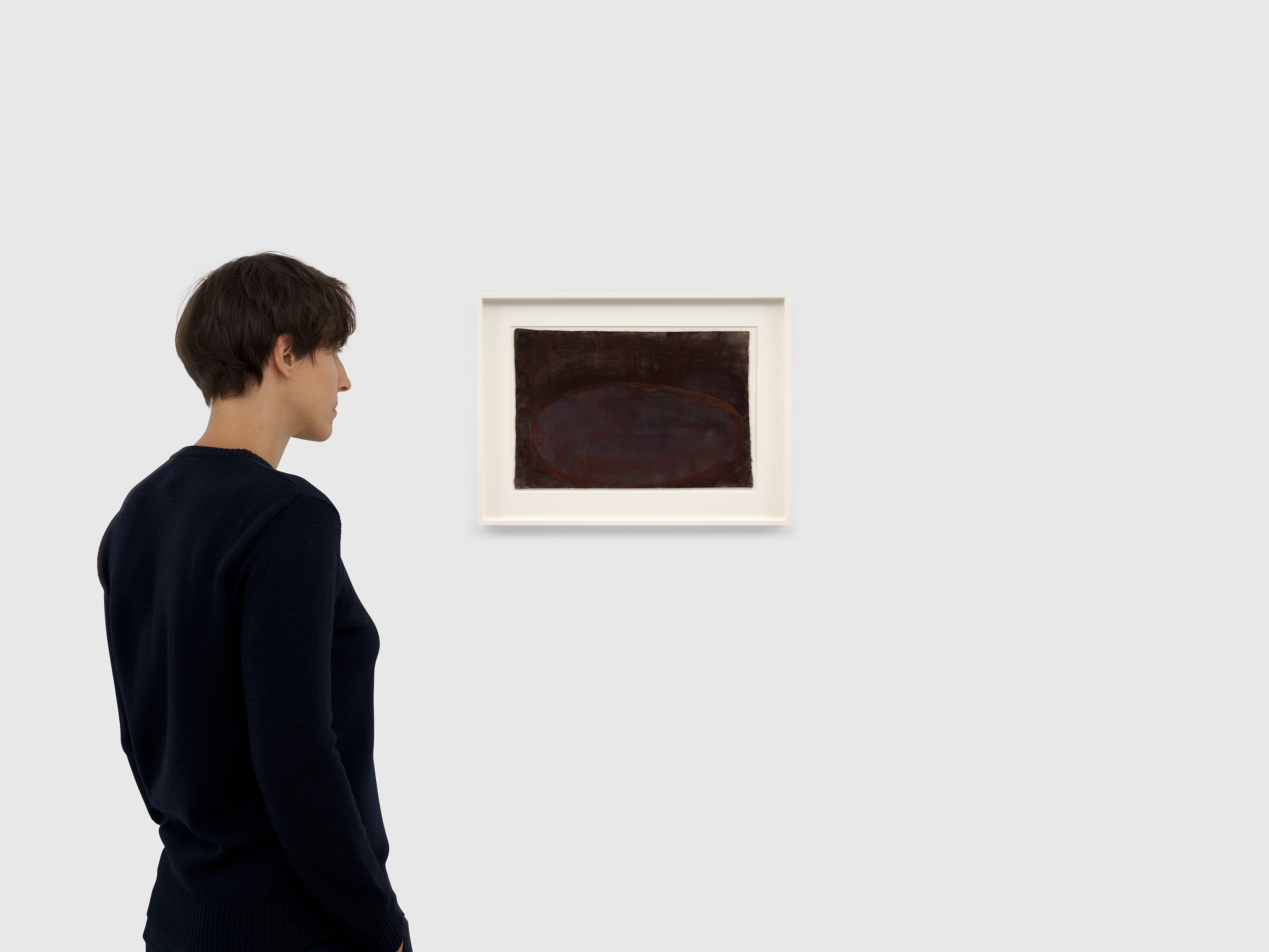 A work on paper by Suzan Frecon, titled dark glinting ovoid, dated circa 2023.