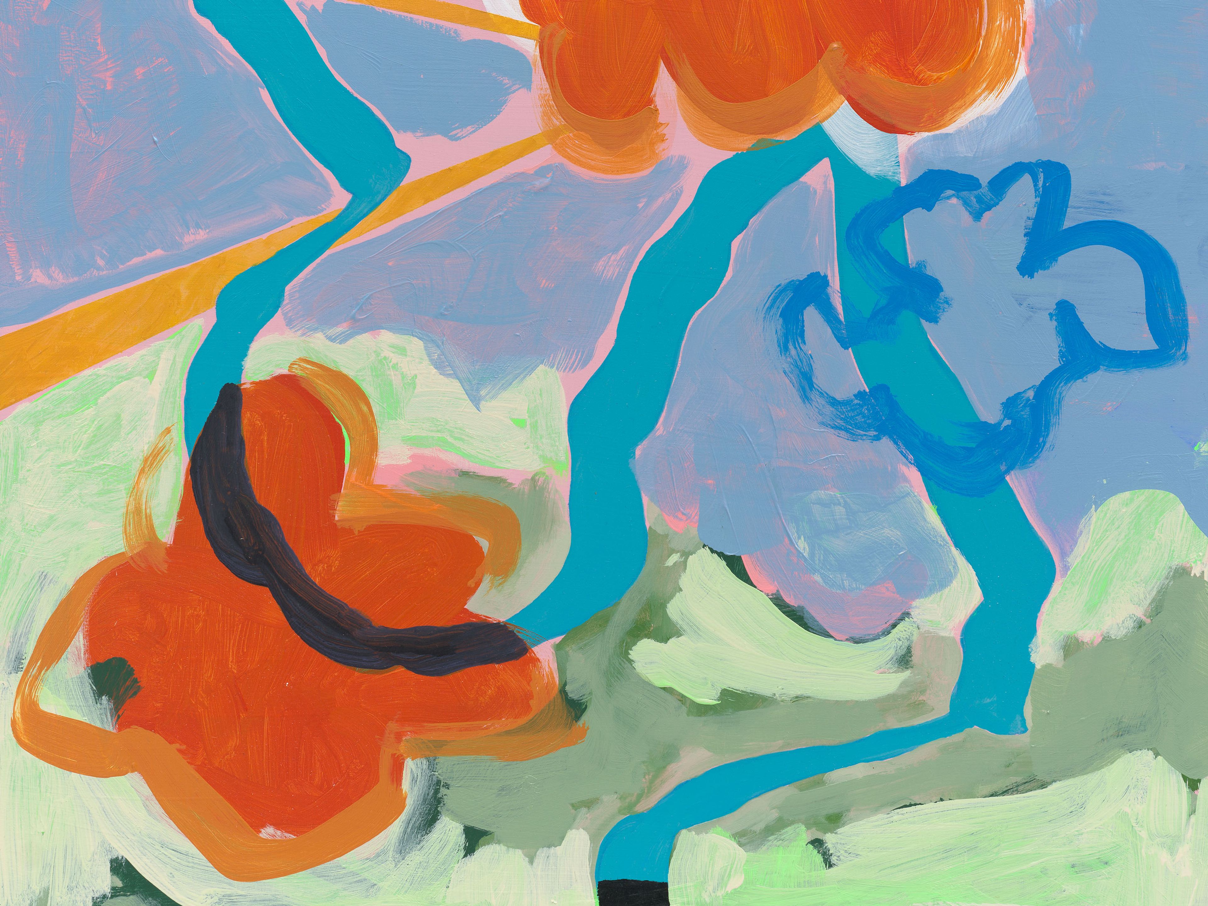 A detail from a painting by EJ Hill, titled Receivers, dated 2025.