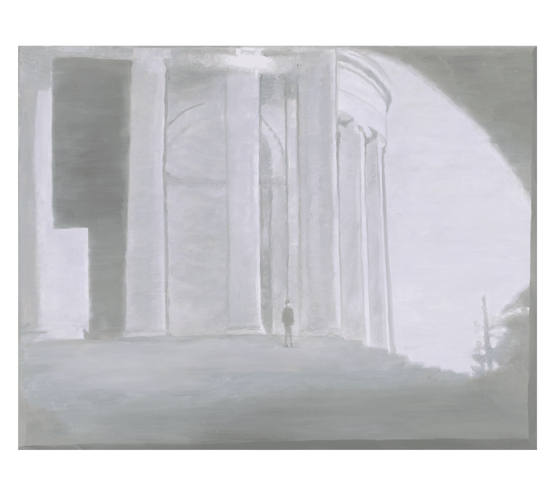 A painting by Luc Tuymans, titled Strangers on a Train, dated 2003.