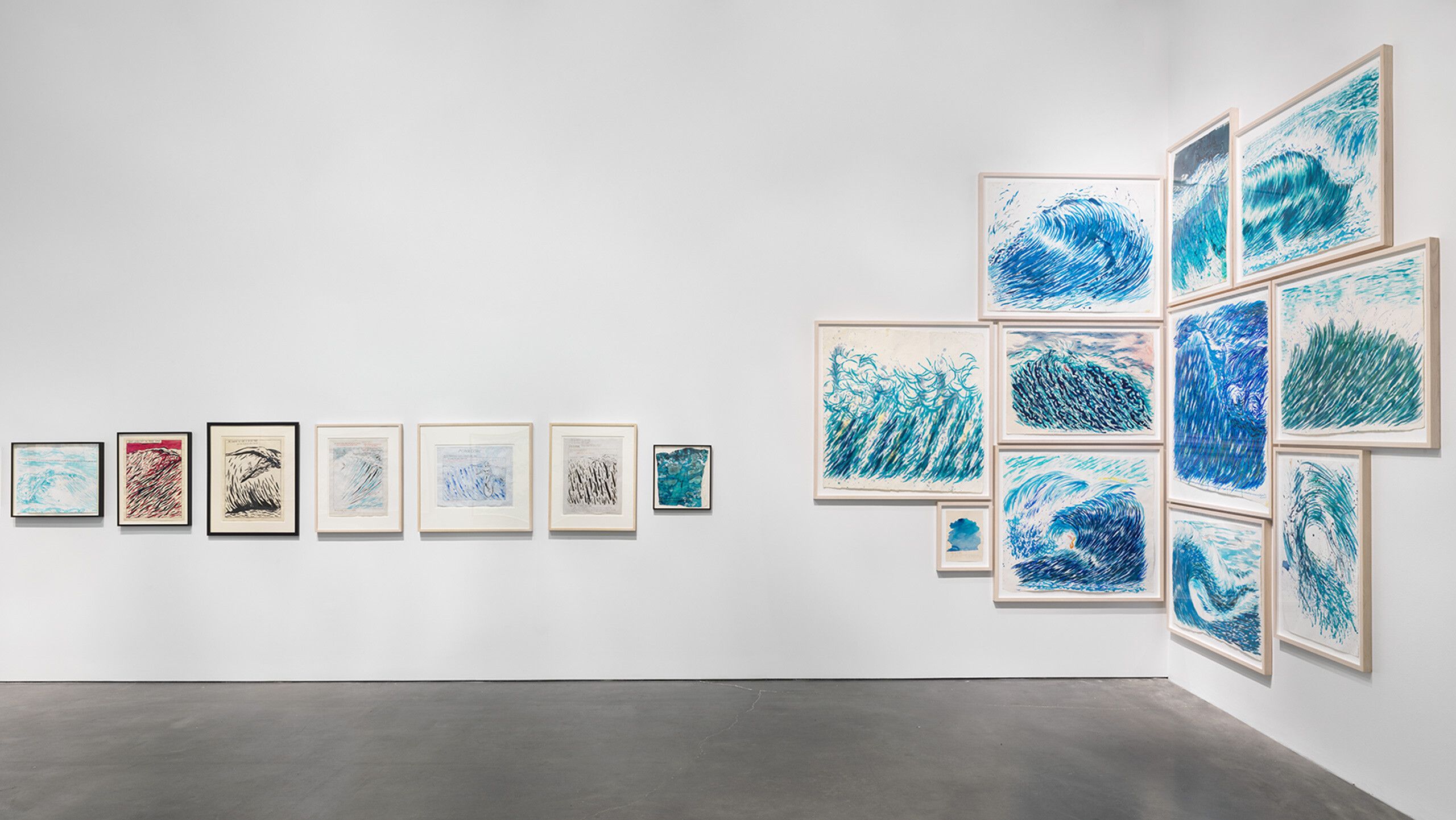 A Photo by Maris Hutchinson / EPW Studio of an Installation view, titled Raymond Pettibon: A Pen of All Work, New Museum, New York, circa 2017.
