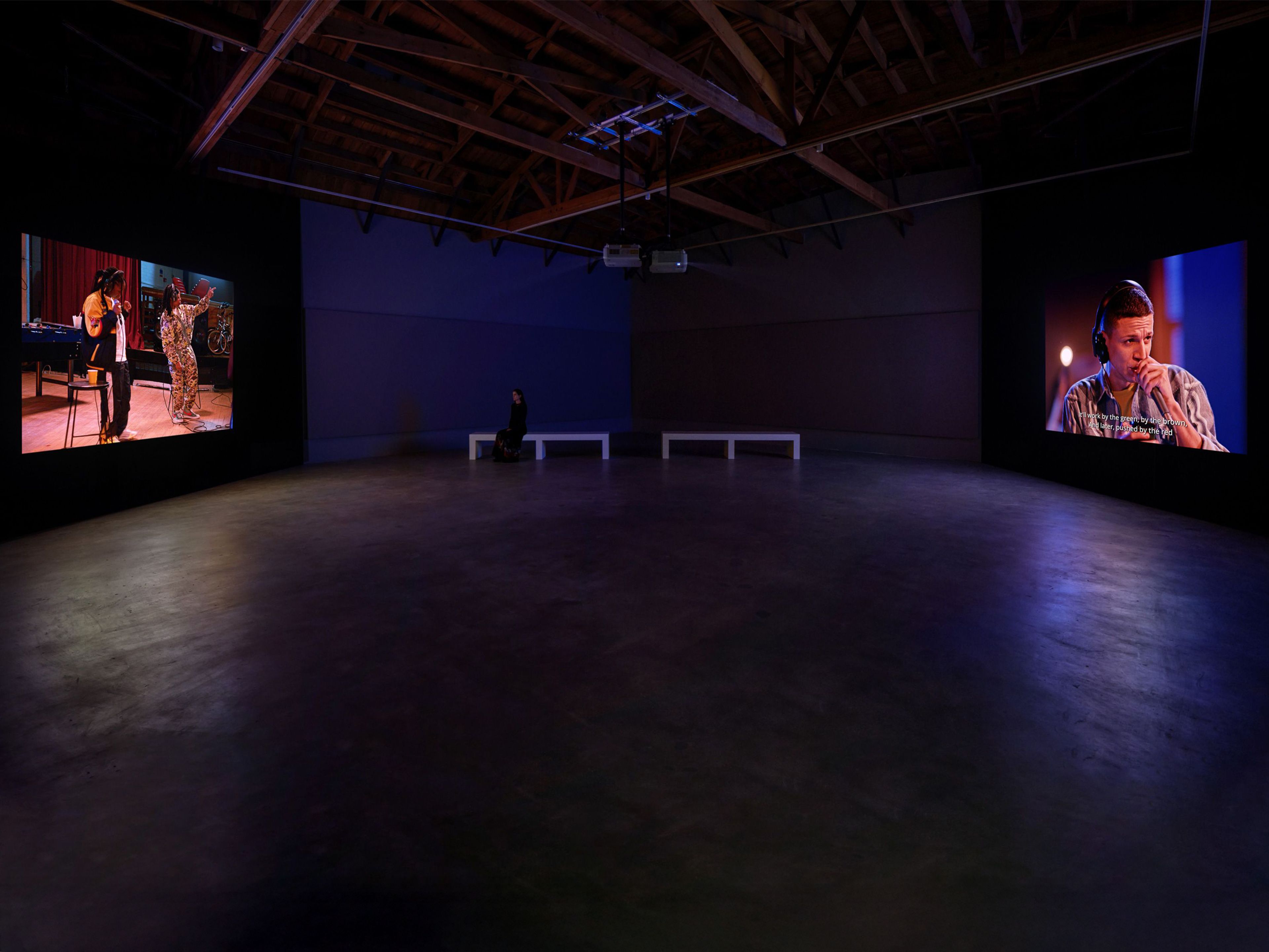 A still from a two-channel video installation by Stan Douglas, titled ISDN, dated 2022.