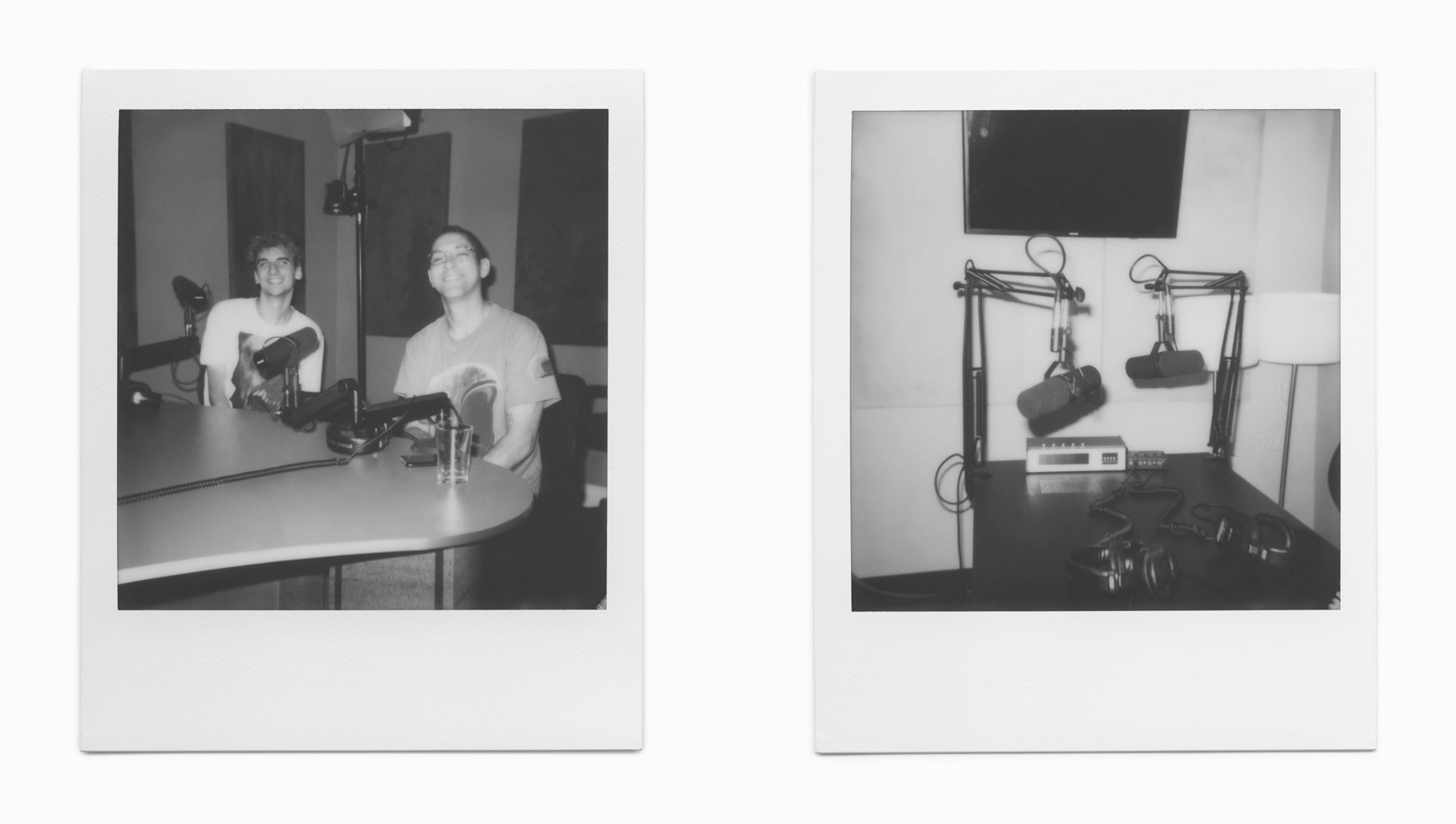 Polaroid photos of the artist Alex Da Corte and writer Charlie Fox, dated 2019.