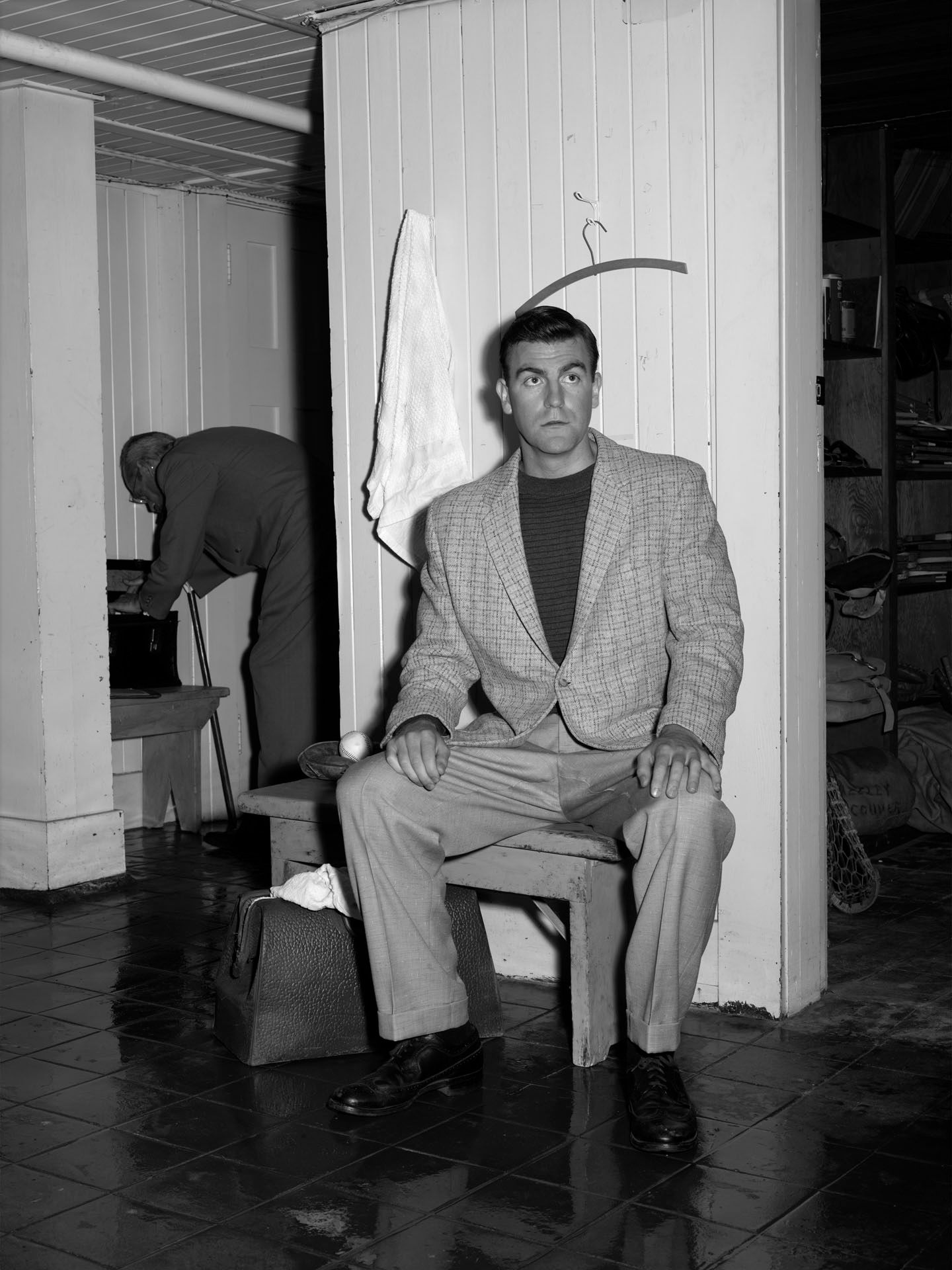 A photograph by Stan Douglas, titled Athlete, 1946, dated 2010. 