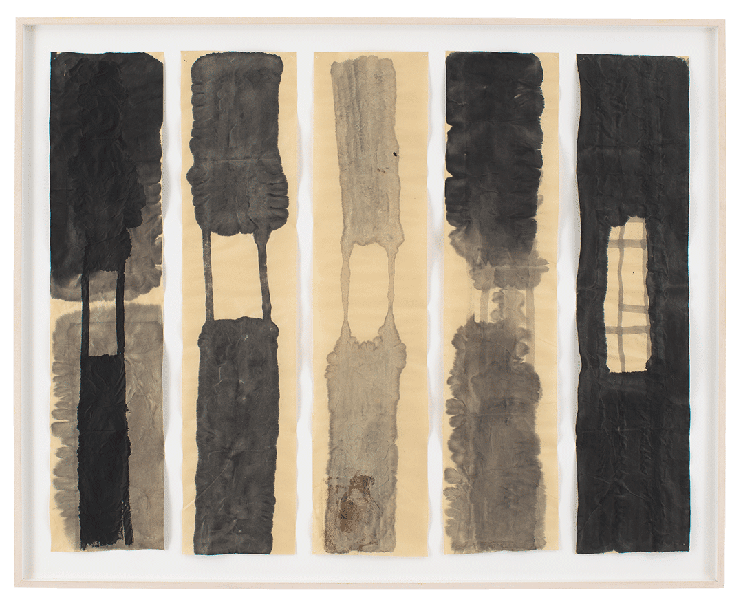 A drawing by Al Taylor, titled Rat Guards (Palms I-V), dated 1998.