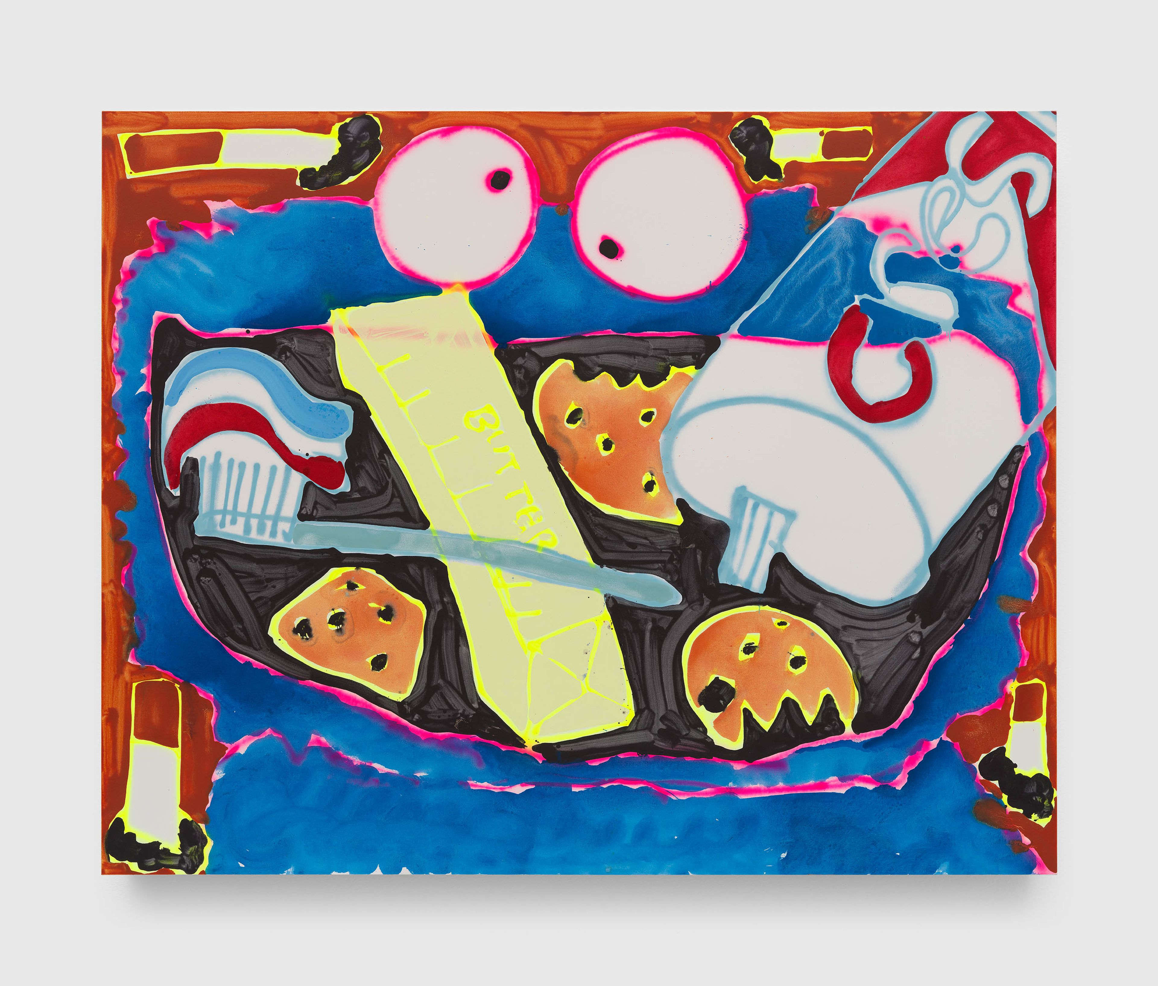 A painting by Katherine Bernhardt, titled Binge, dated 2024.