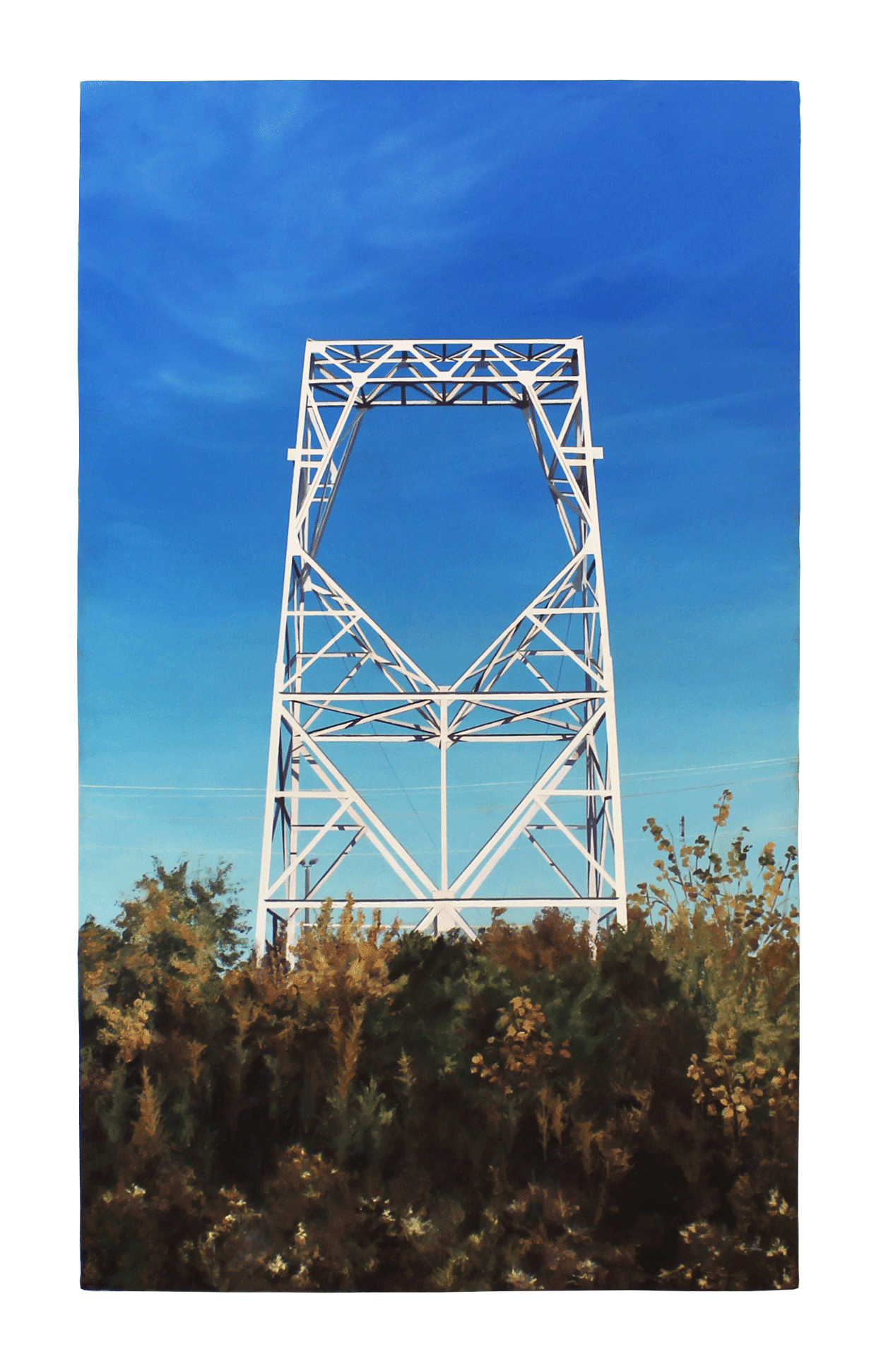 A painting by Katherine Page, titled Transmission Tower, dated 2014