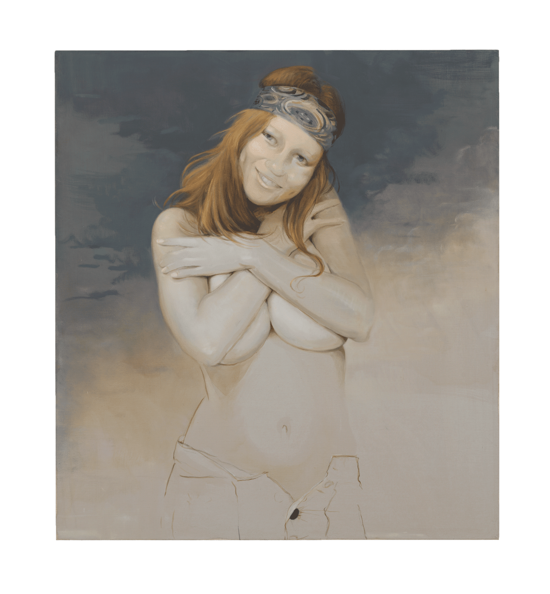 A painting by Lisa Yuskavage, titled Single White Female, dated 2018.