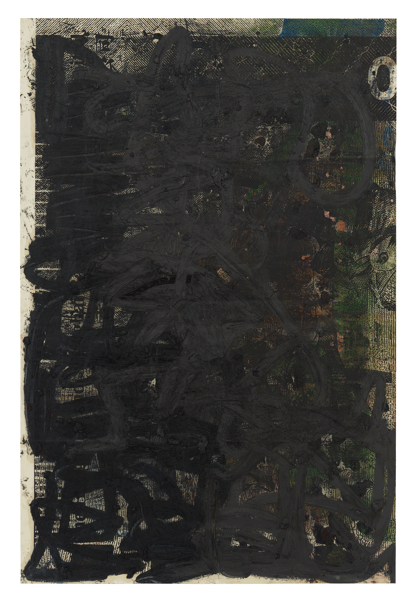 A work on paper by Oscar Murillo, titled exercises 11, dated 2015.