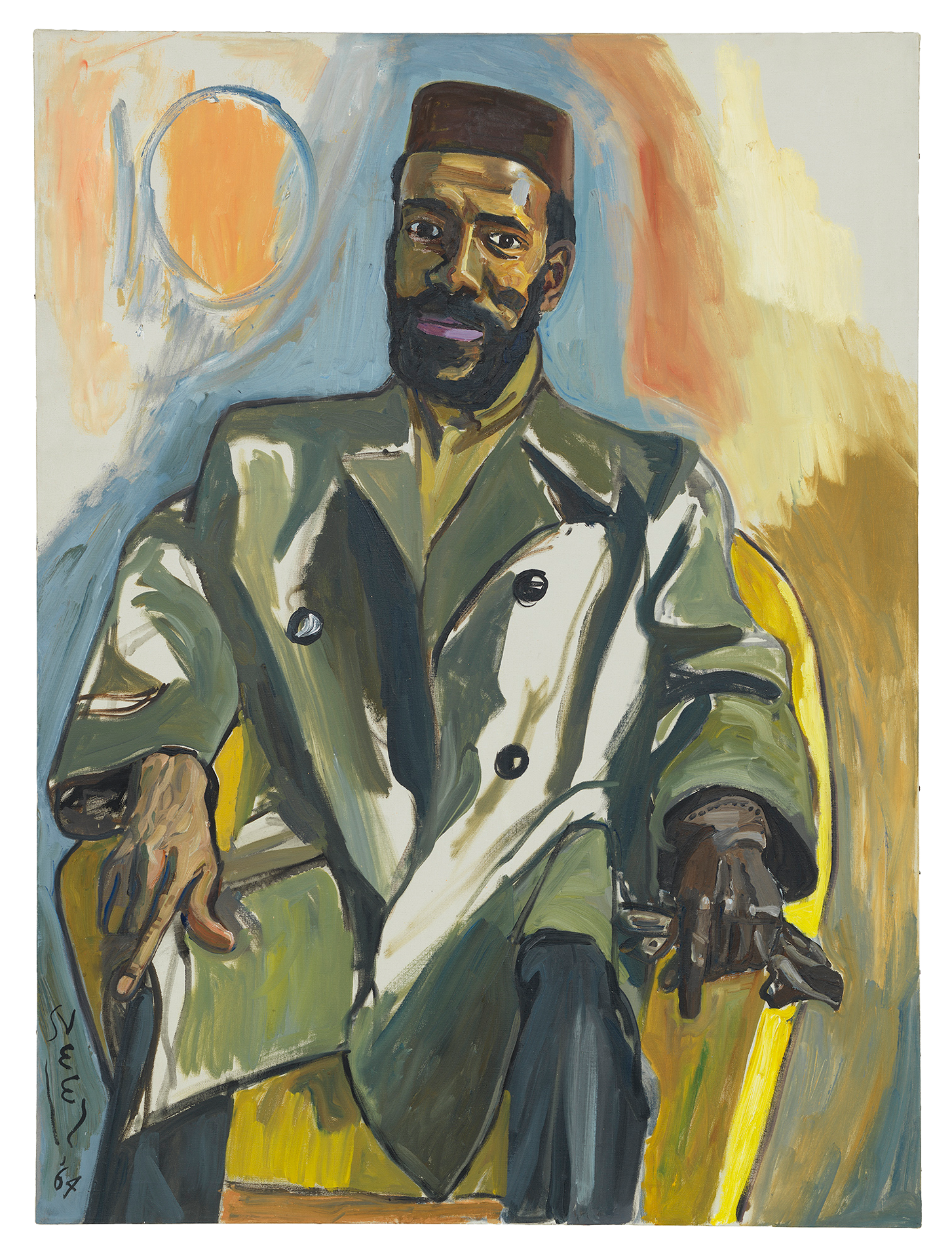 A painting by Alice Neel, titled Abdul Rahman, dated 1964.