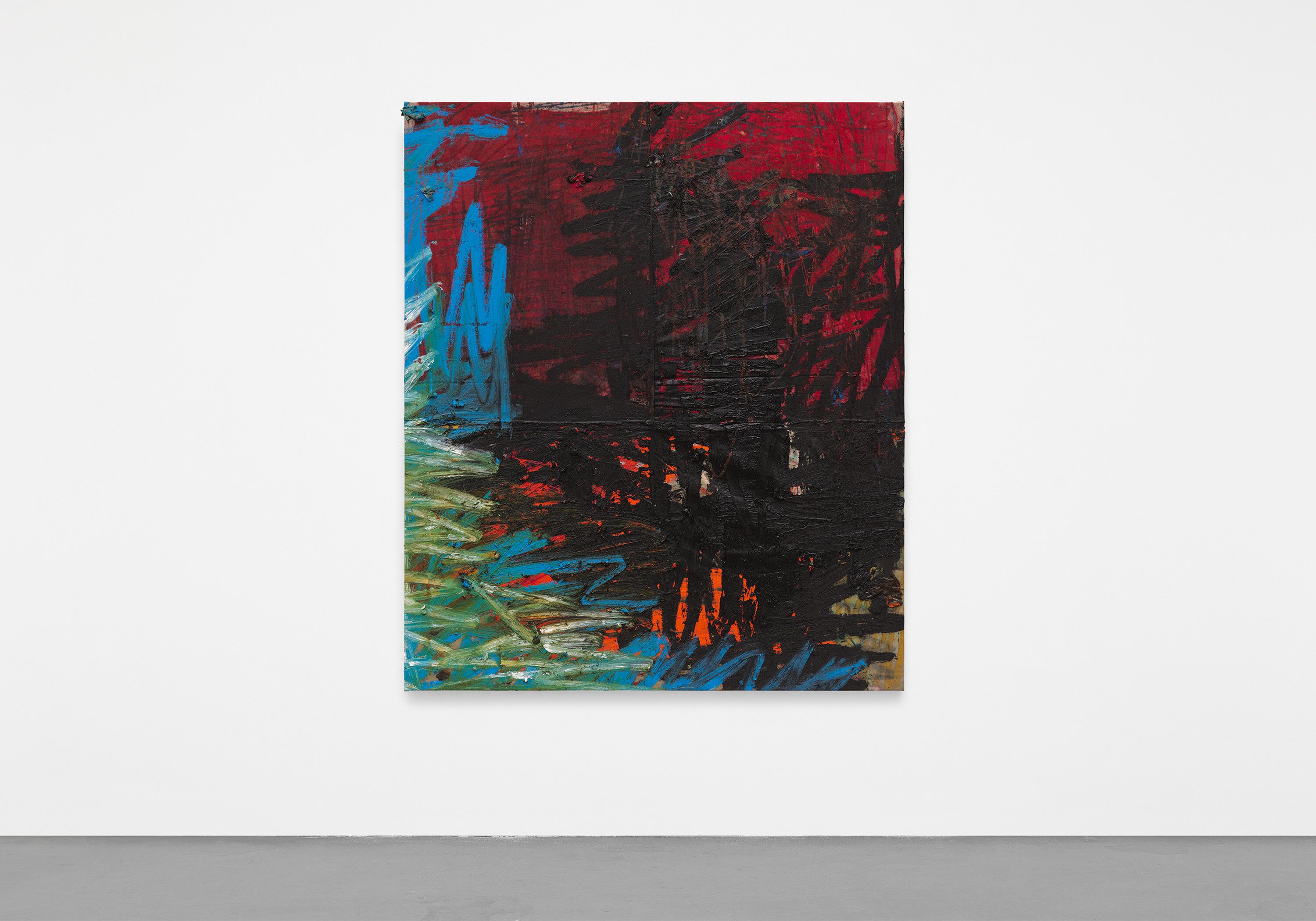 A painting by Oscar Murillo, titled manifestation, 2020 to 2023.