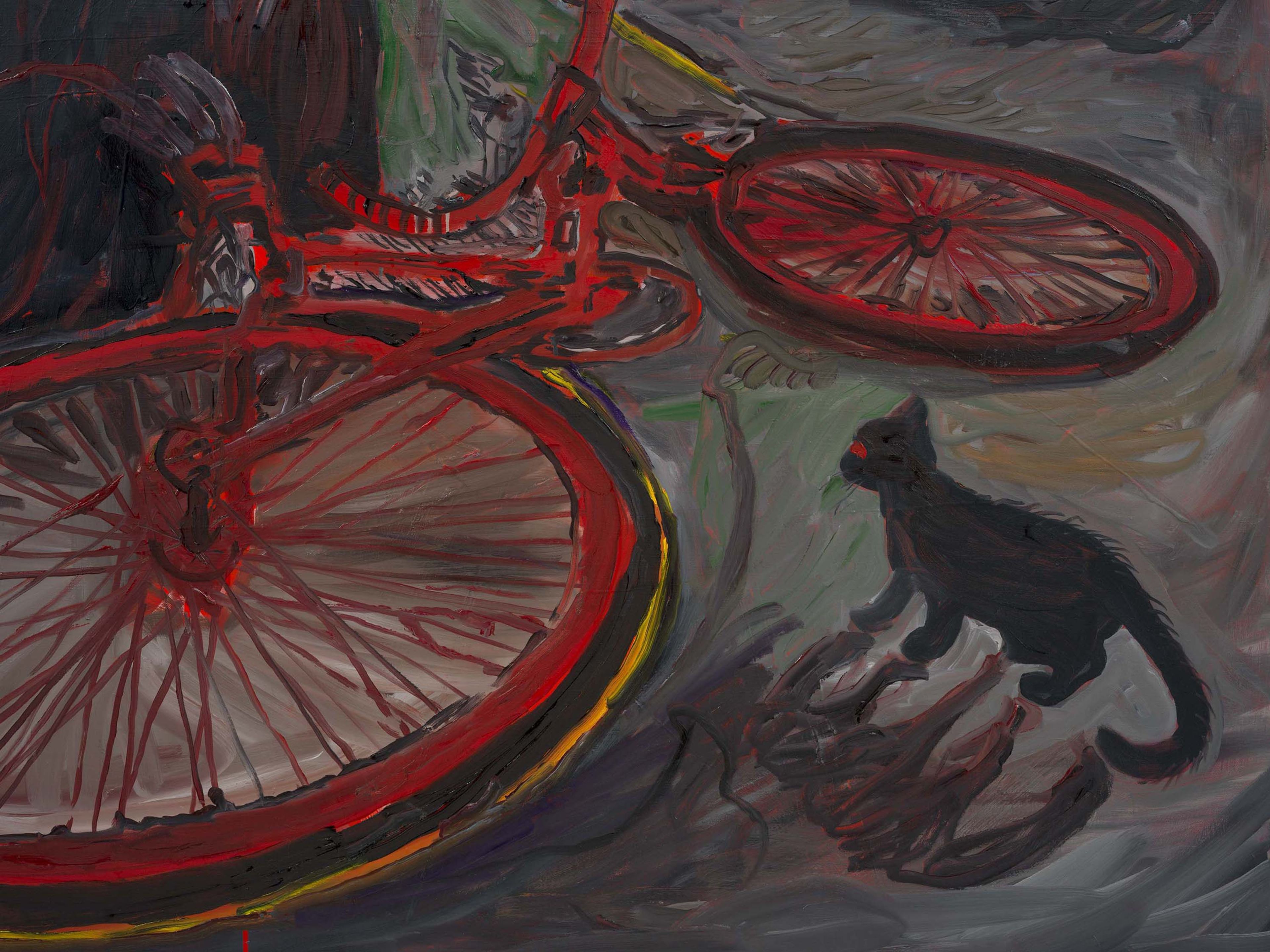 A detail from a painting by Josh Smith, titled Savor the Moment, dated 2025.