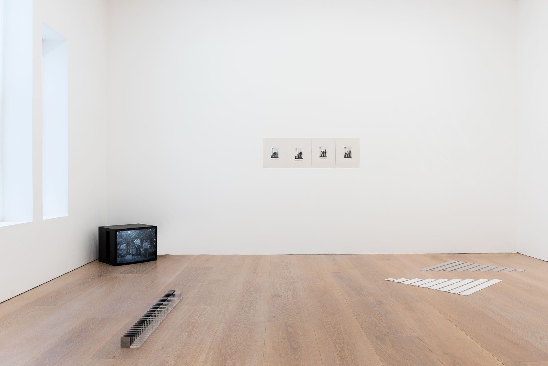 An installation view featuring works by Guy Mees, dated 2017