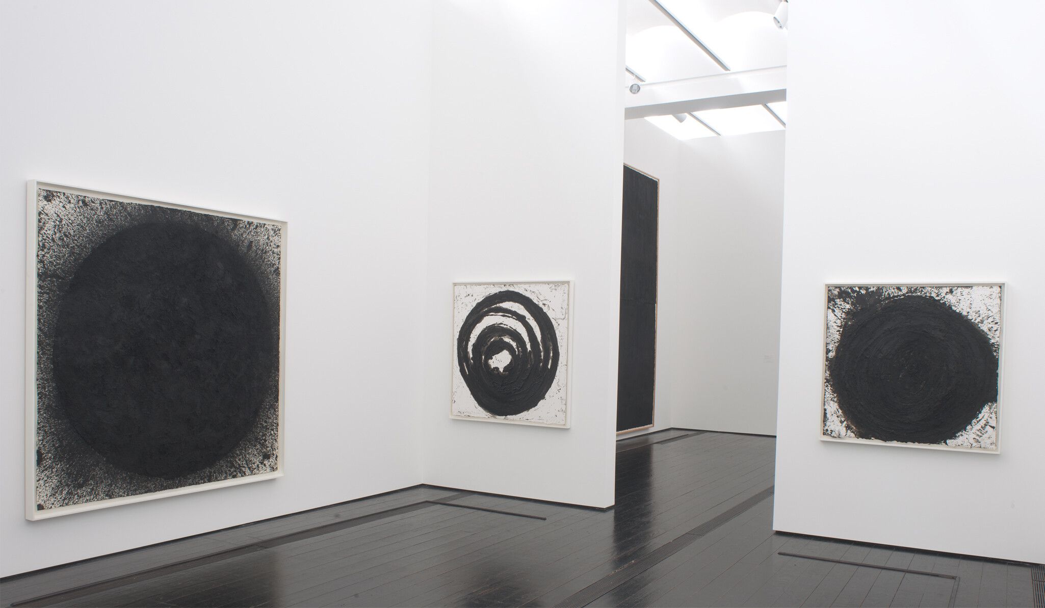 An installation view of the exhibition, Richard Serra Drawing: A Retrospective, at The Meil Collection in Houston, dated 2012