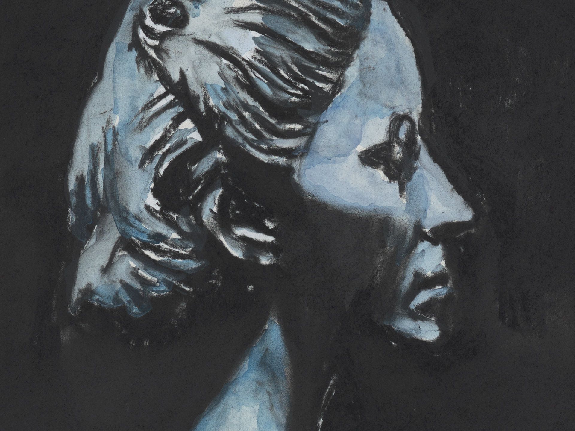 A detail from a drawing by Luc Tuymans, titled Breker, dated 2020