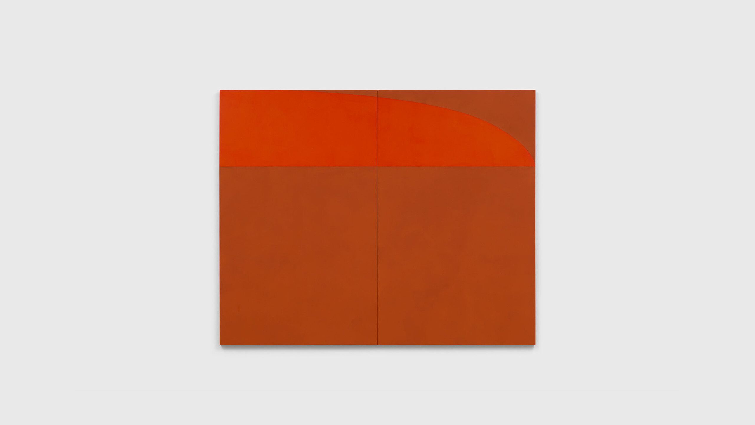 A painting by Suzan Frecon titled vermilion mummy, dated 2020