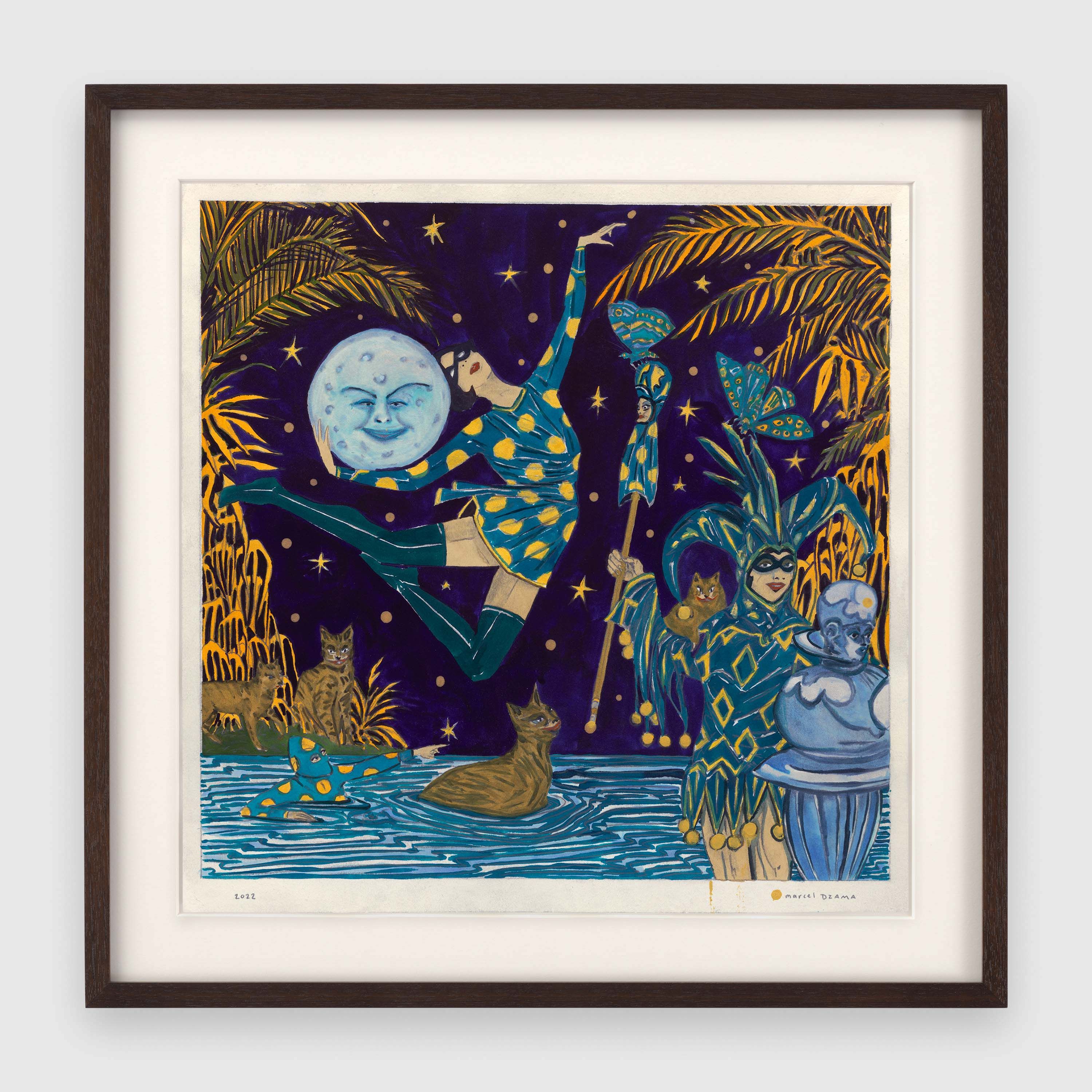 A work on paper by Marcel Dzama, titled Nearer the moon too me, dated 2022.