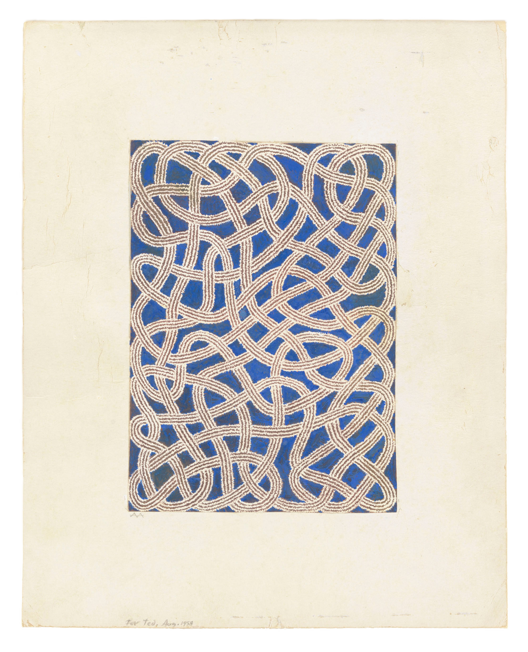 A multimedia work on paper by Anni Albers, titled Drawing for Nylon Rug, dated 1958.