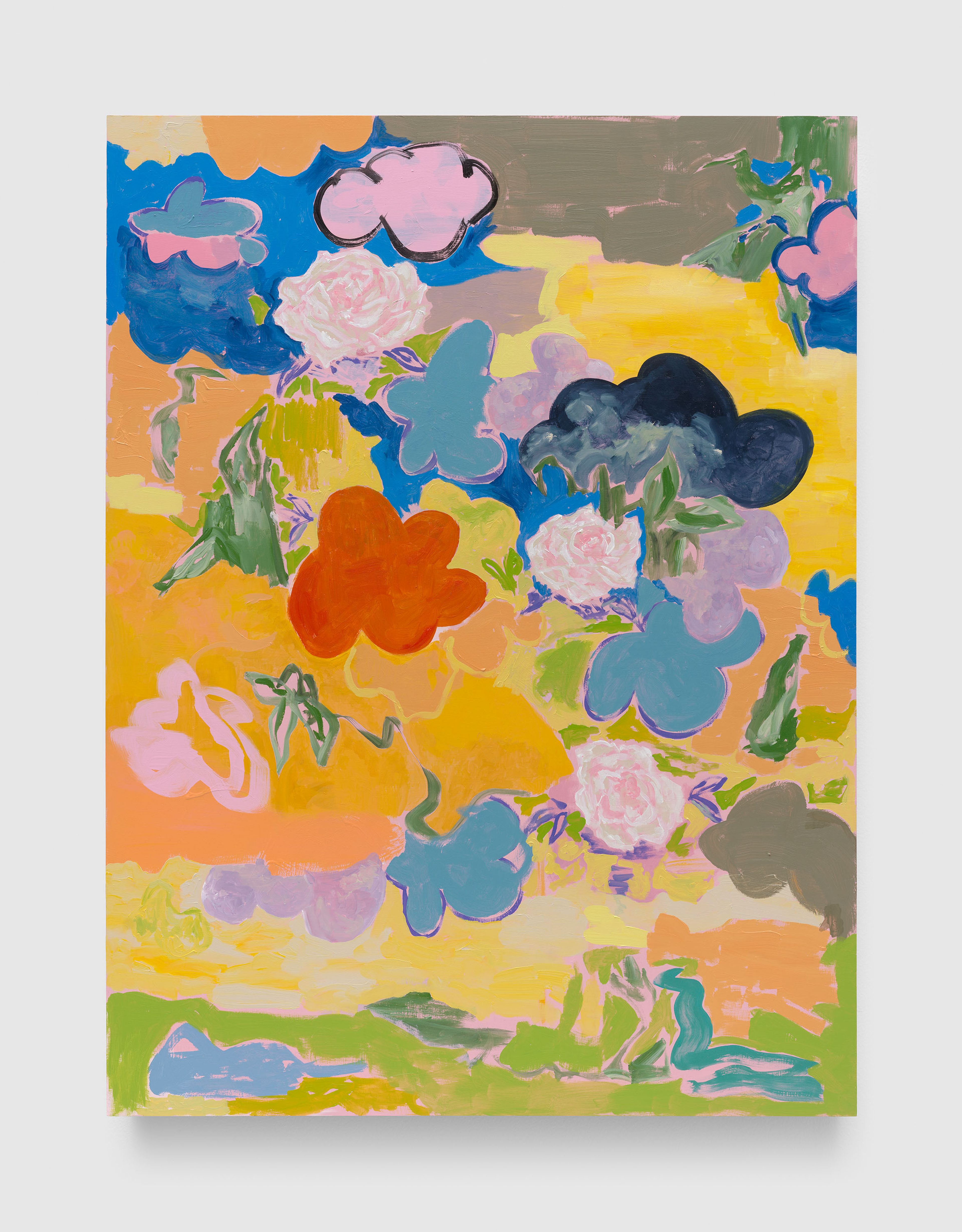 A painting by EJ Hill, titled Three Sisters and a Midnight Devotional, dated 2025.