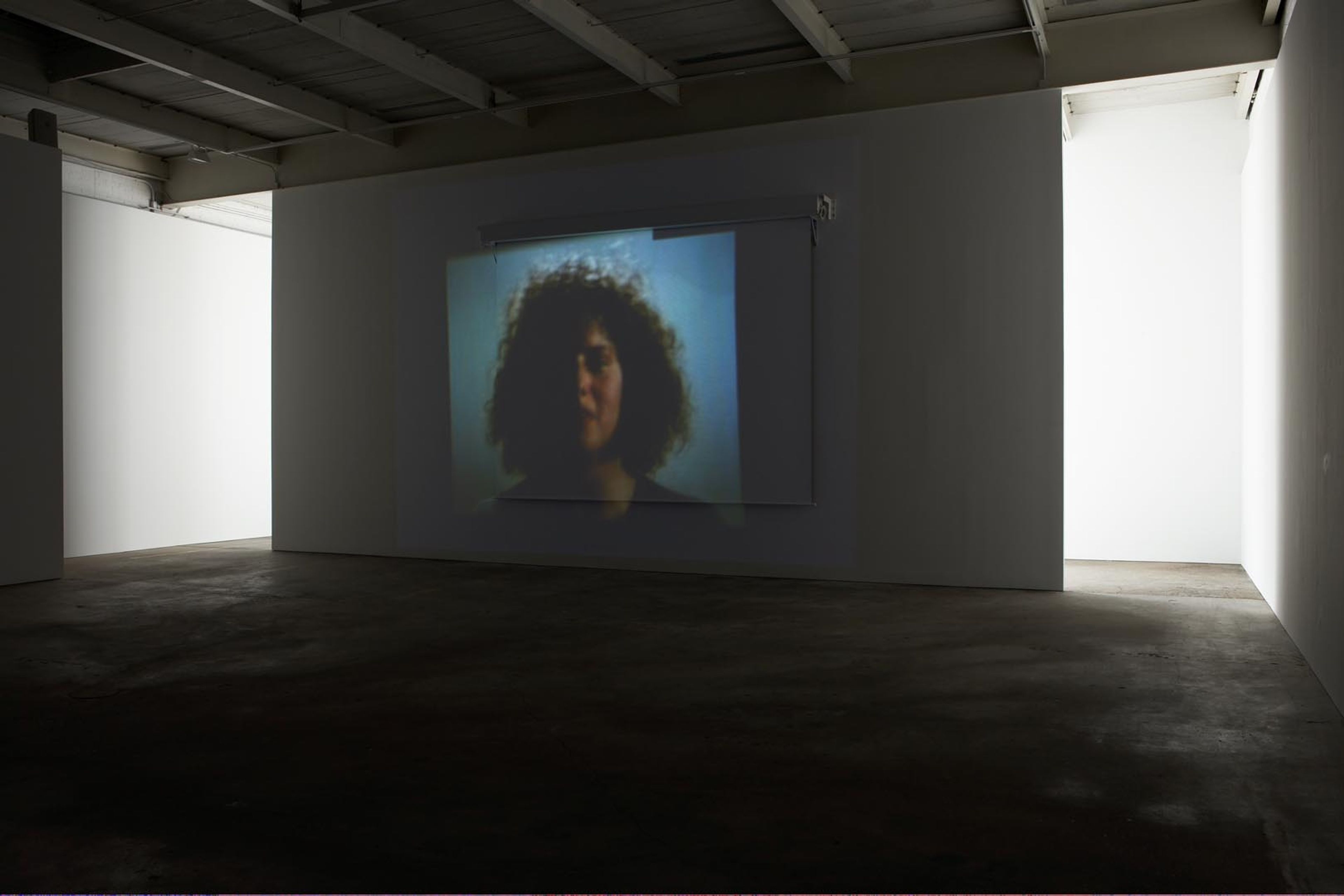 Installation view of the exhibition Michael Riedel: Filmed Film, at David Zwirner in New York, dated 2008. 