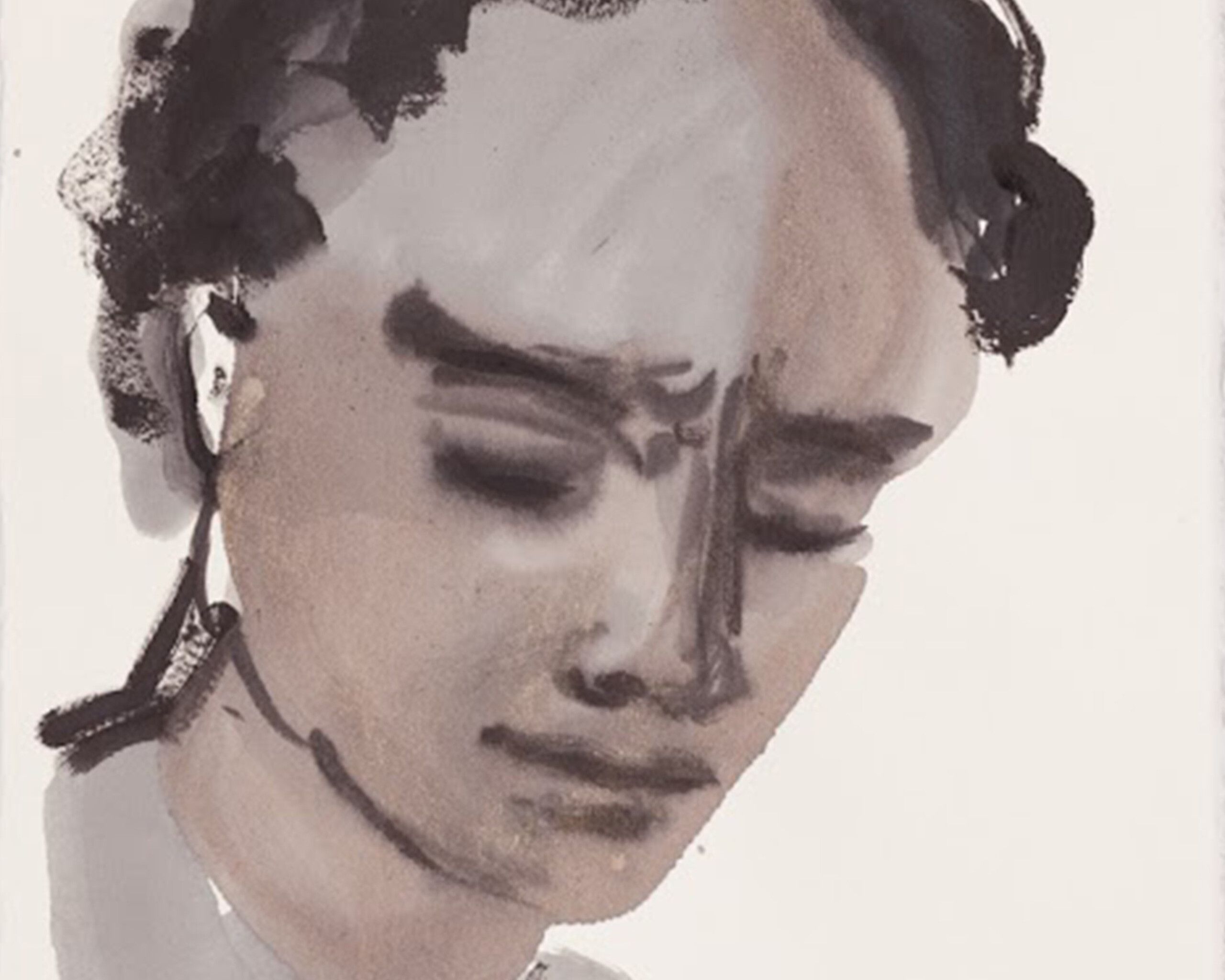 A detail from a fifteen-part installation titled Venus & Adonis I by Marlene Dumas, 2015-2016