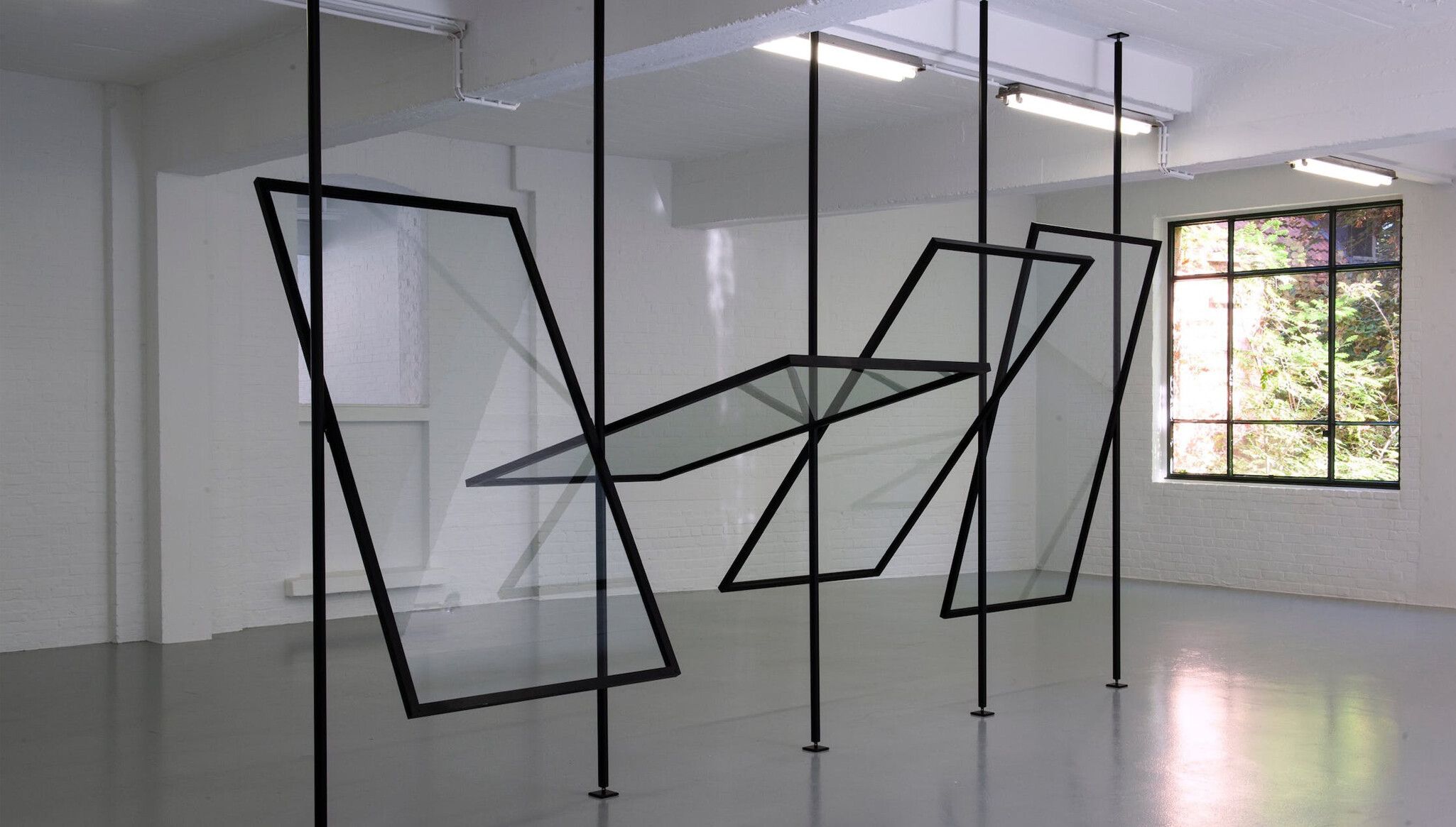 A sculpture by Gerhard Richter titled "4 Glasscheiben (4 Panes of Glass)" dated 1967