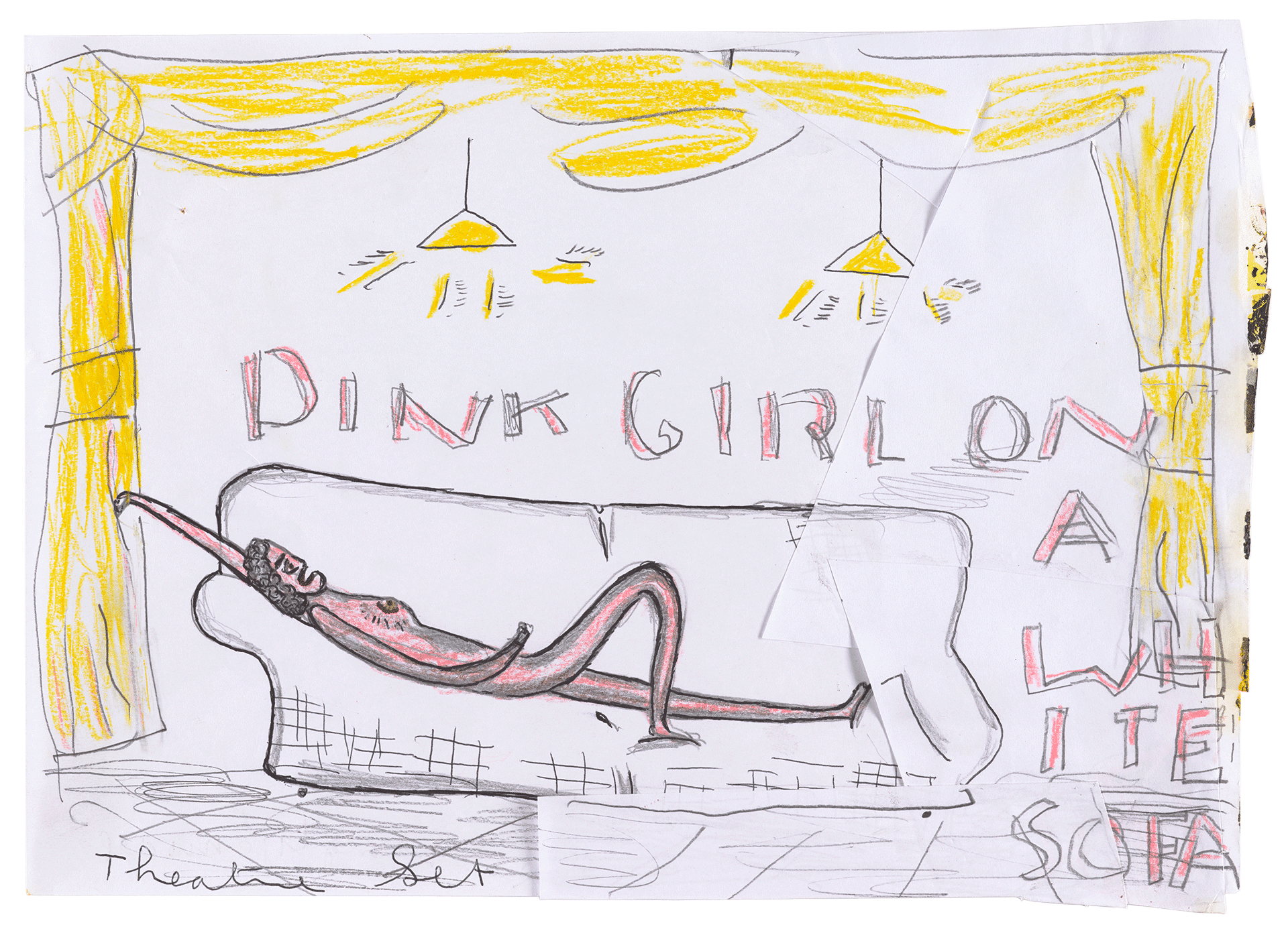 A painting by rose Wylie, titled Singing Life Model, dated 2018.