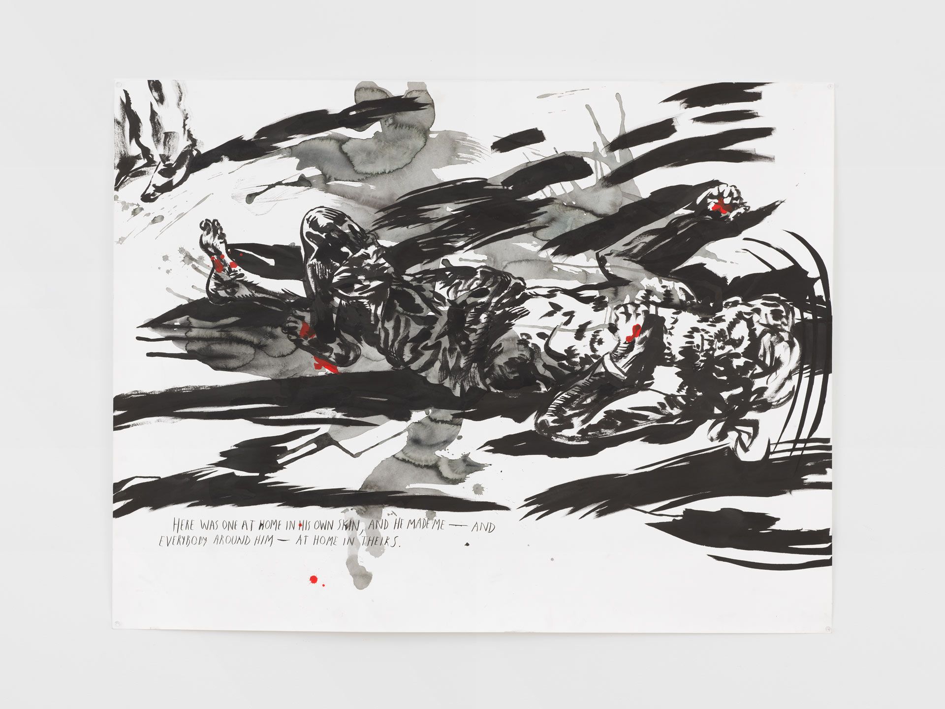 A drawing by Raymond Pettibon, titled No Title (Here was one...), dated 2017.