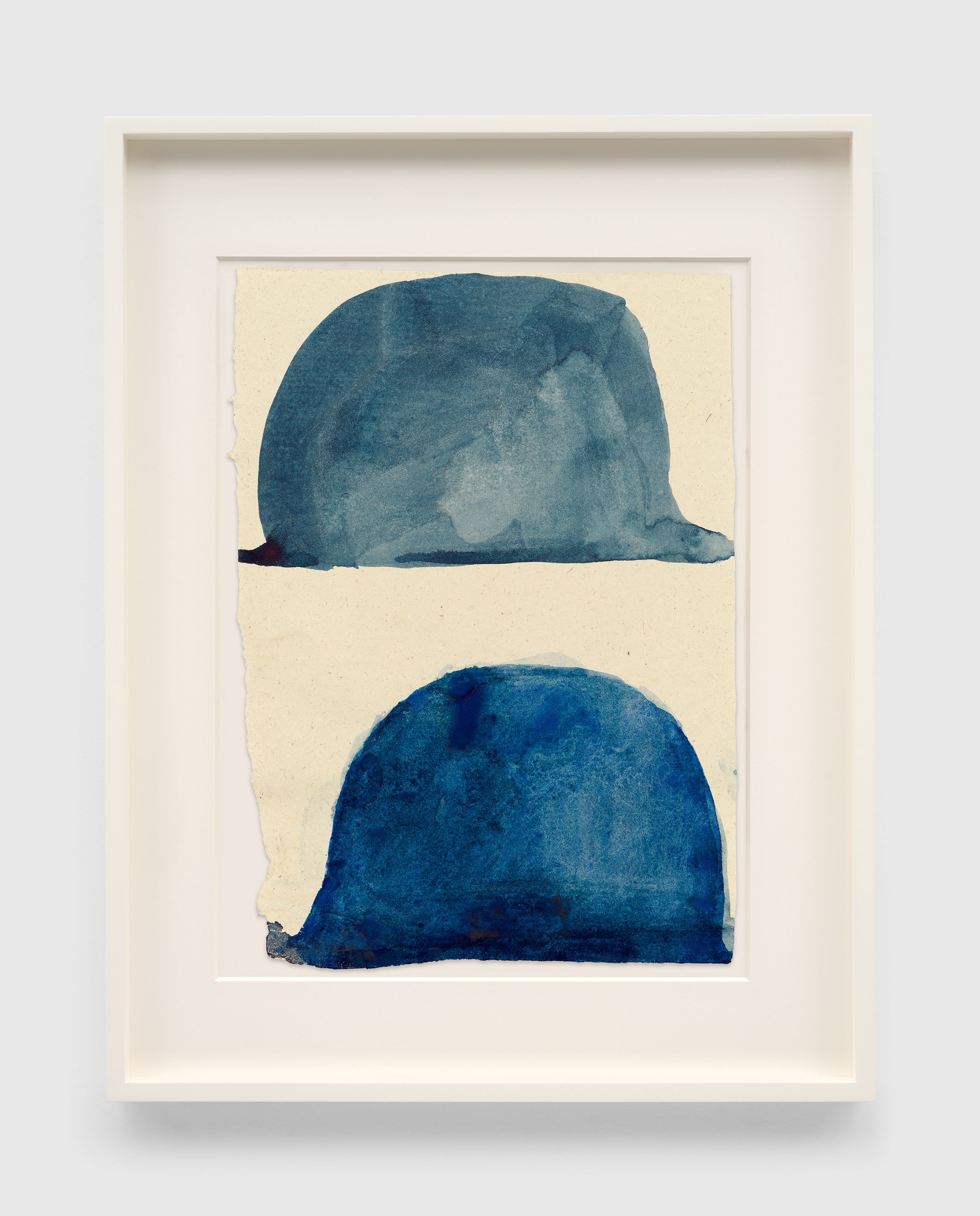 A work on paper by Suzan Frecon, titled guiding indigo 6, dated 2023.