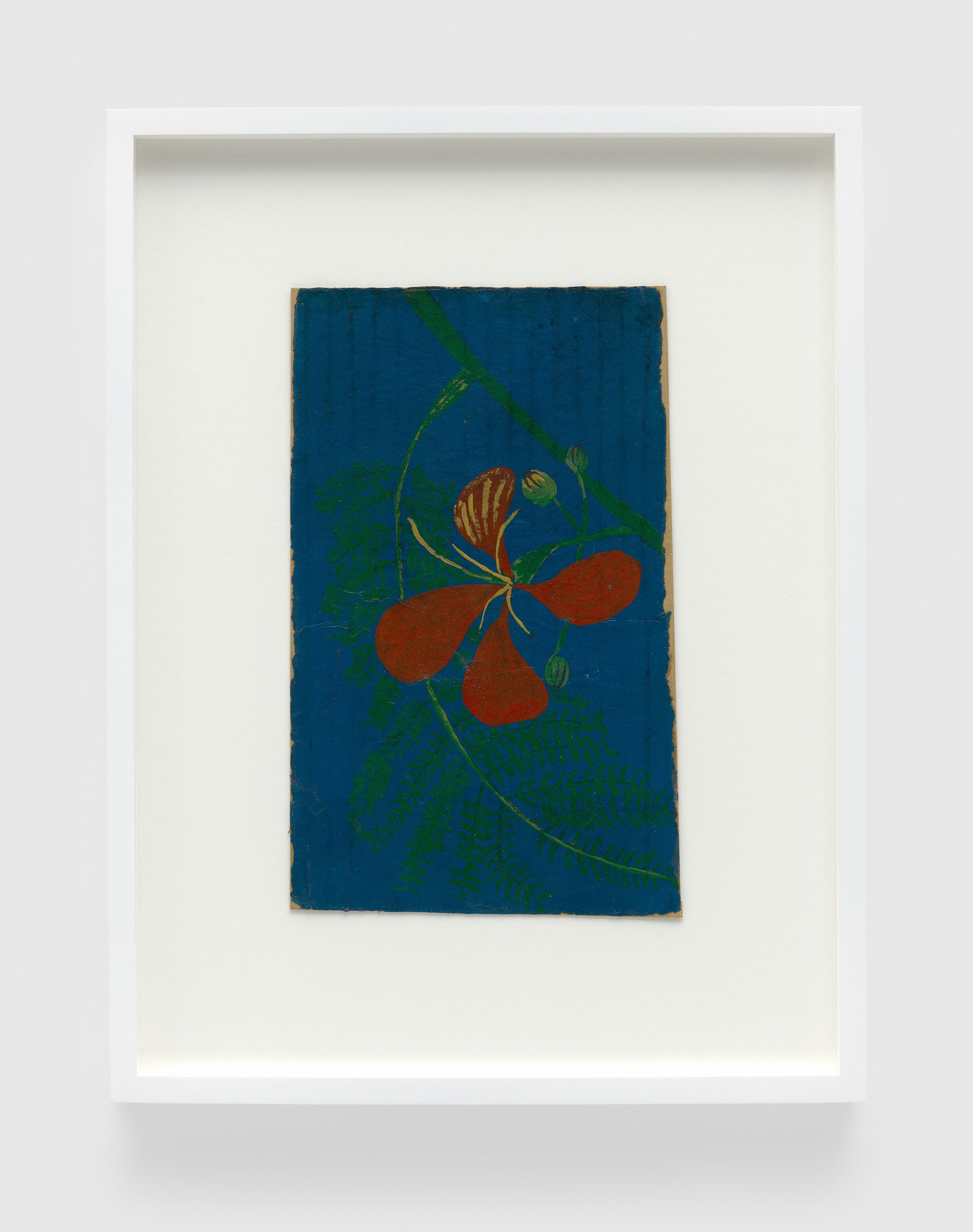 An oil on single-ply cardboard artwork by Frank Walter, called Untitled (Red Hibiscus Flower), n.d.