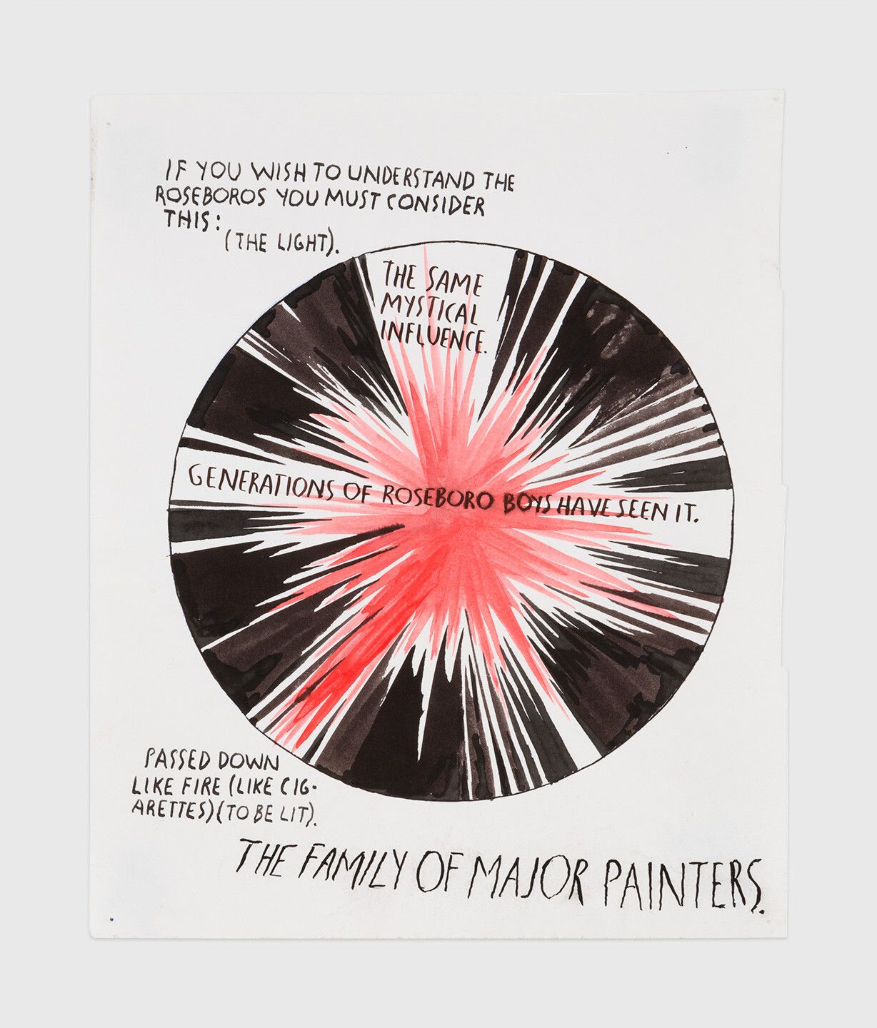 An ink drawing by Raymond Pettibon titled No Title (If you wish...), dated 1992