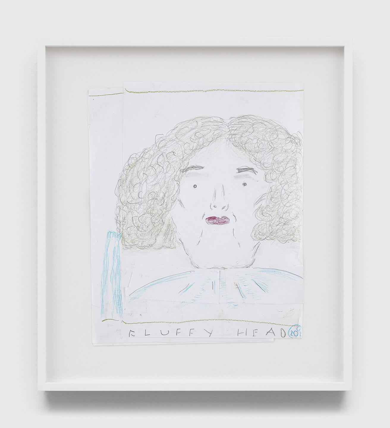 A work on paper by Rose Wylie, titled Fluffy Head, dated 2020.