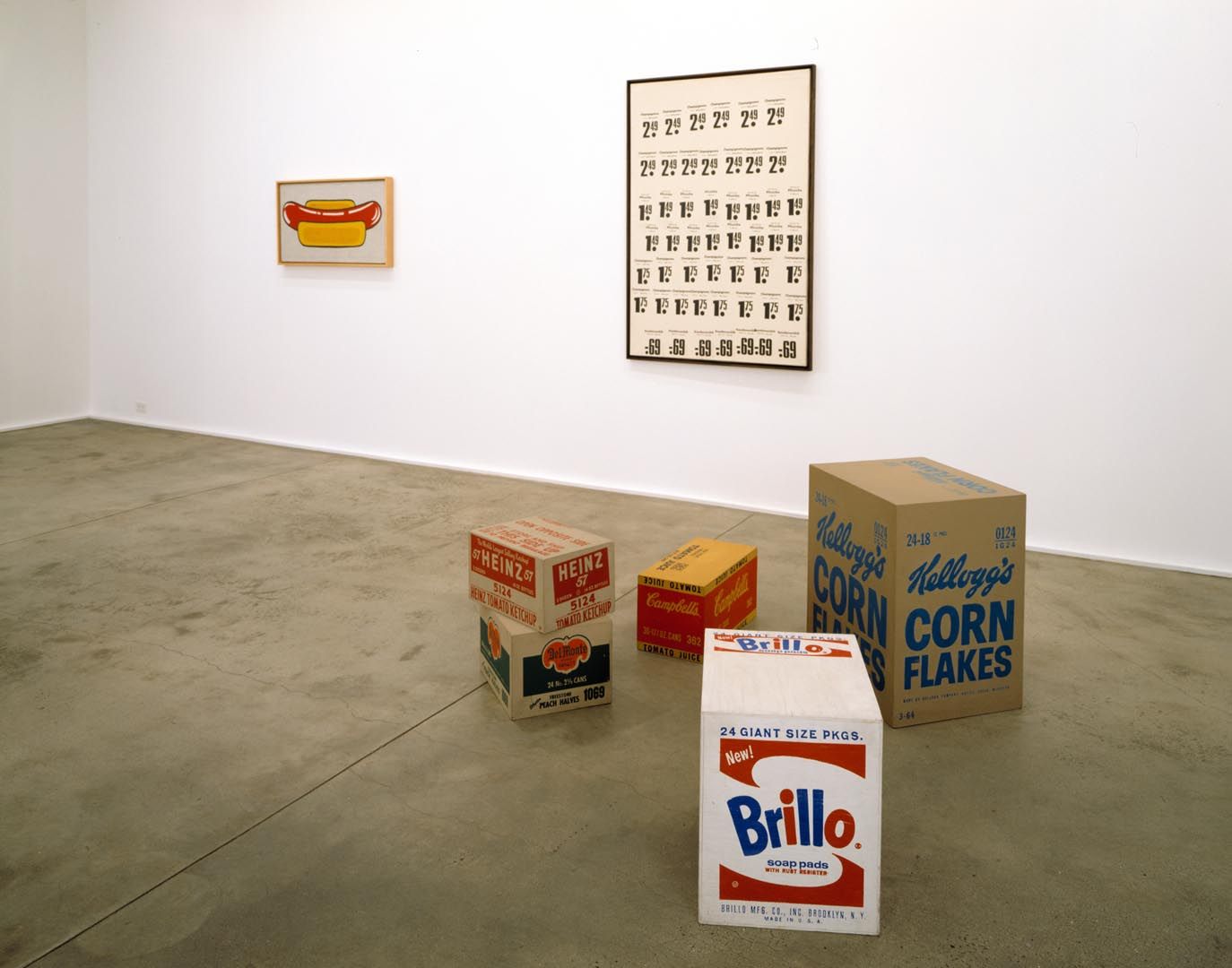 Installation view of the exhibition American and German Pop Art, at David Zwirner in New York, dated 2005.