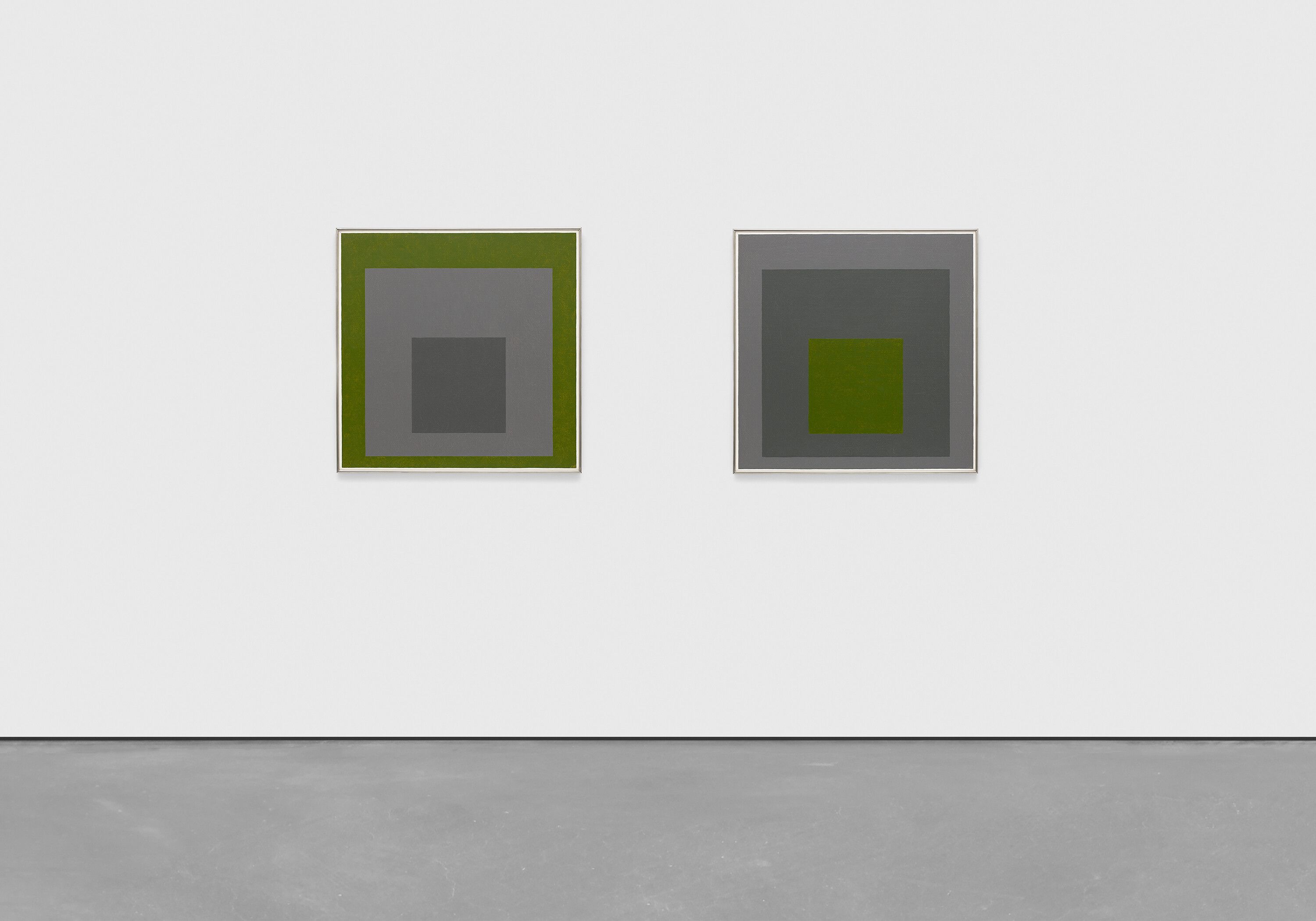 A pair of paintings by Josef Albers, titled , dated.