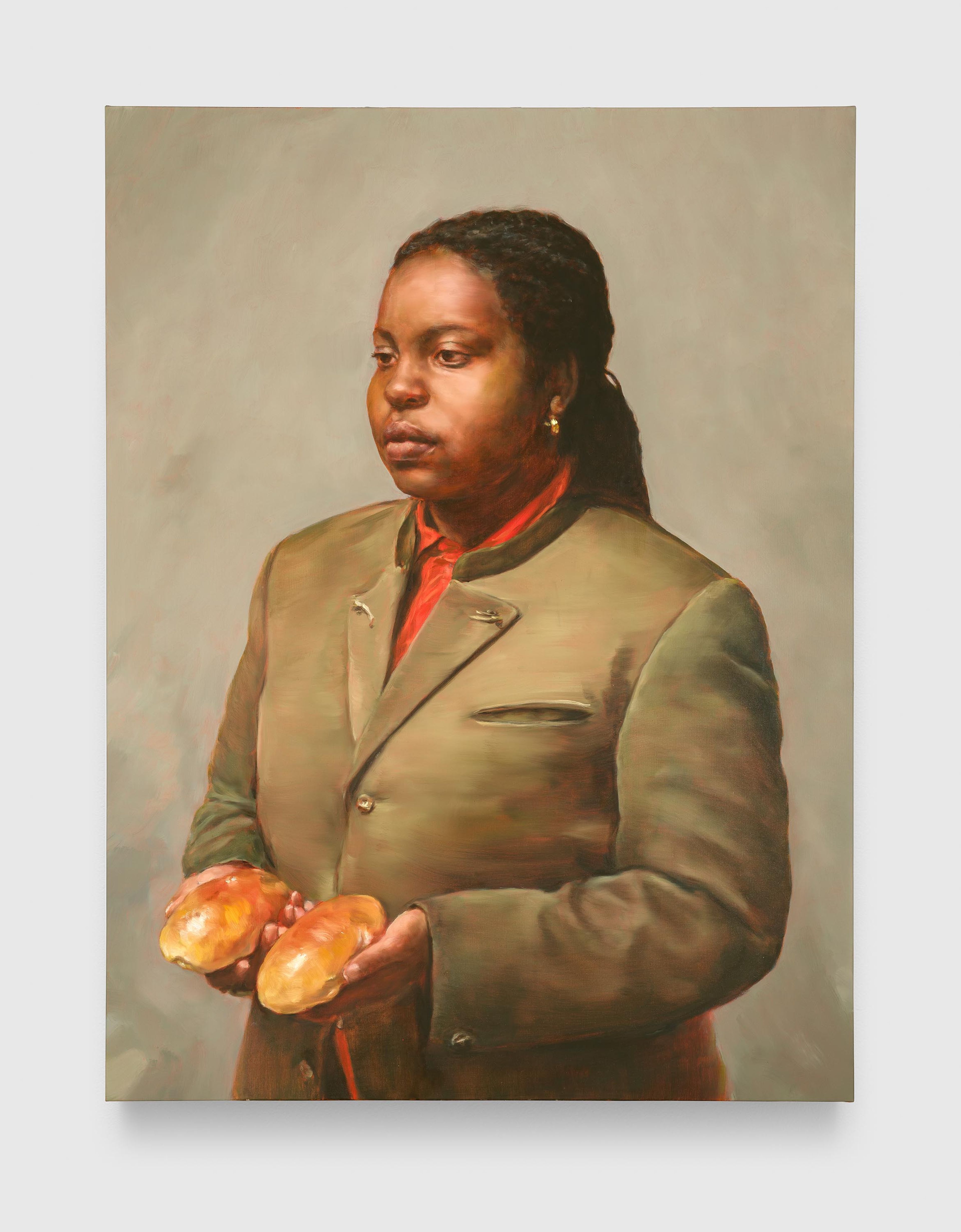 A painting by Michaël Borremans, titled The Buns, dated 2025.