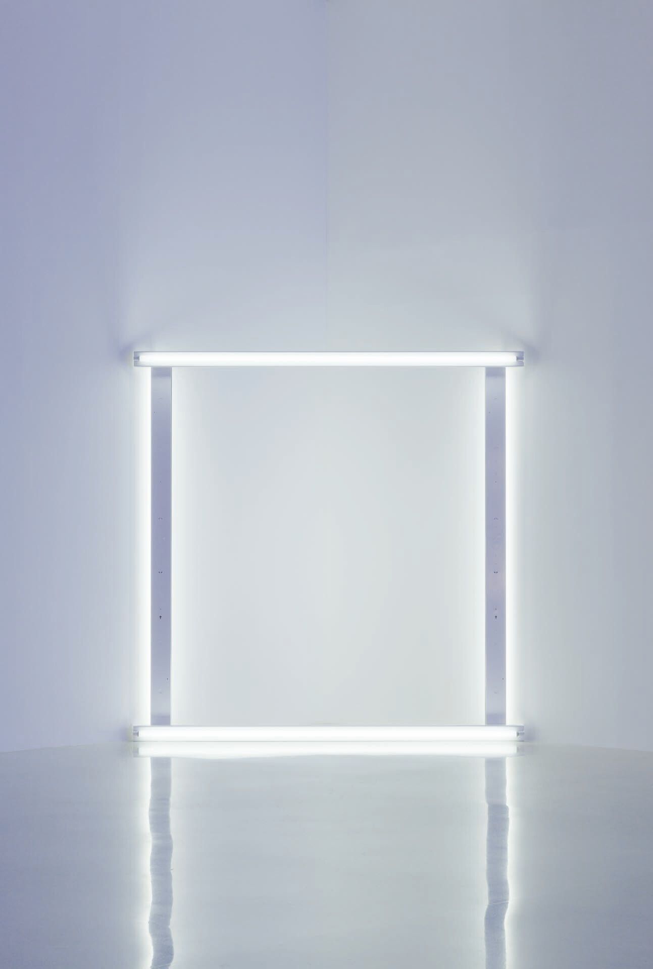 A sculpture by Dan Flavin titled untitled (to Heidi and Uwe), dated 1966 to 1971.