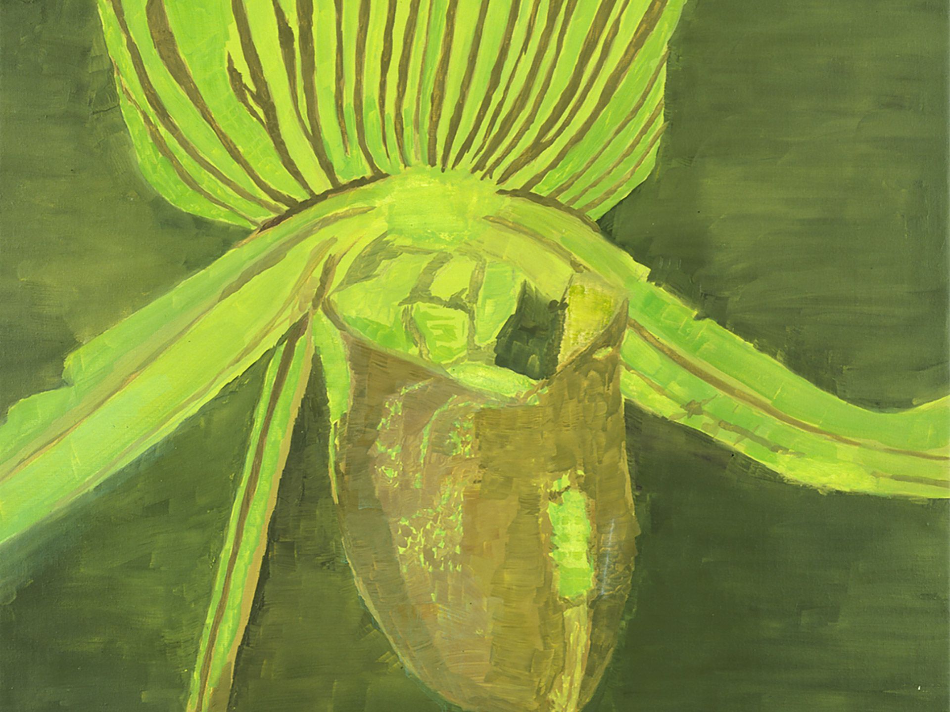 A detail from a painting by Luc Tuymans, titled Orchid, dated 1998