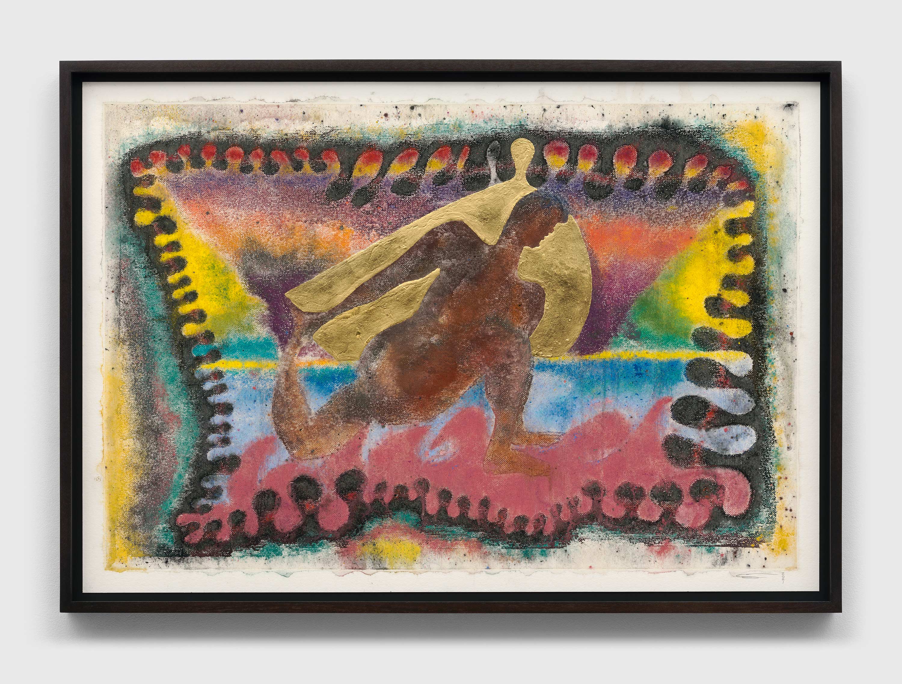 A mixed media artwork by Chris Ofili, titled Archer's sunset, dated 2021.