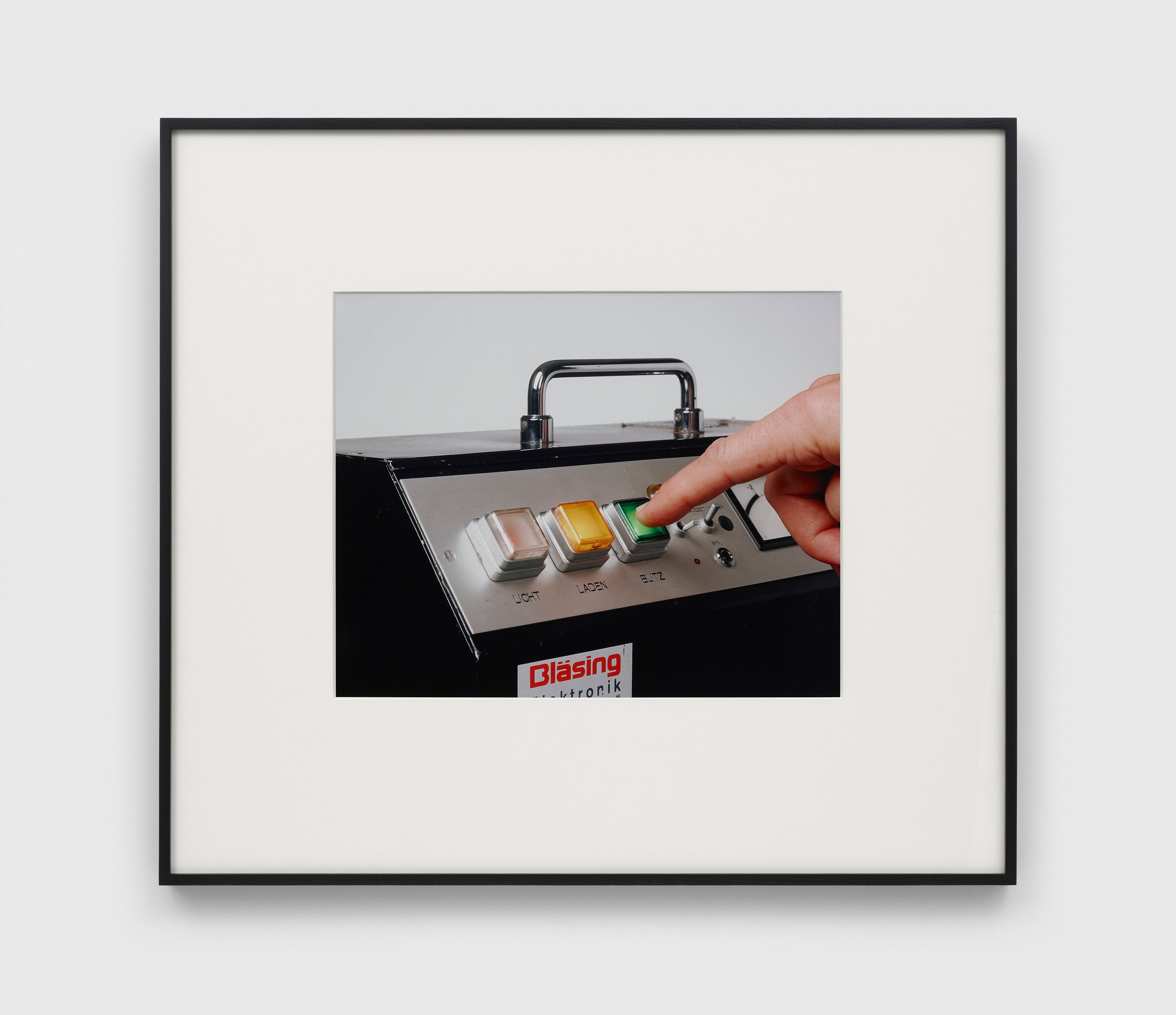 A photography by Christopher Williams, titled Bläsing G 2000, Bläsing GmbH, Essen Model: Christoph Boland November 15, 2010, dated 2010.