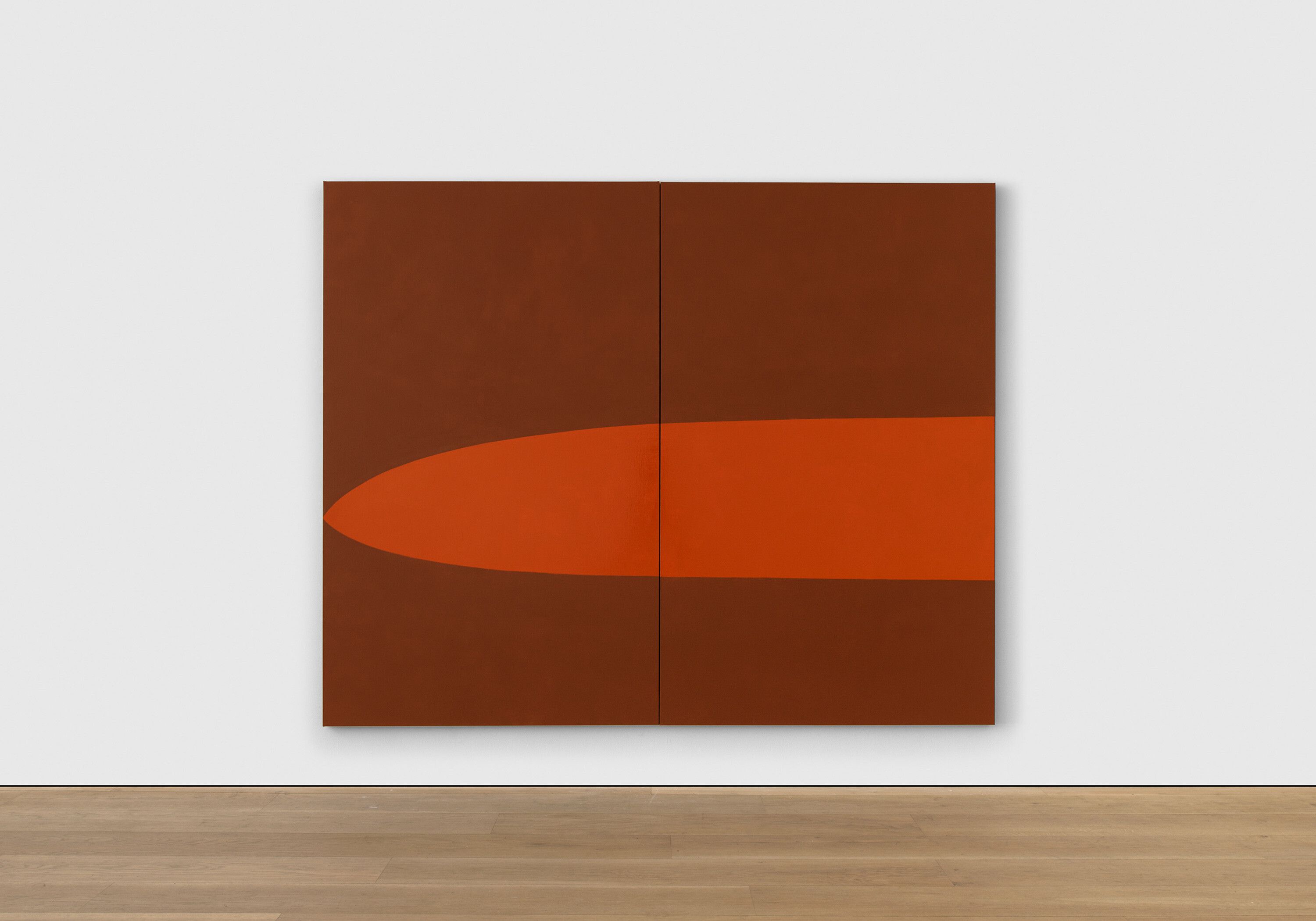 A painting by Suzan Frecon, titled arco della tentazione (red earths), dated 2023