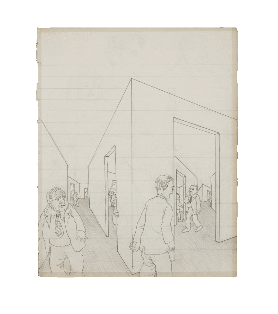 The verso of an untitled drawing by R. Crumb, dated circa 1960s.