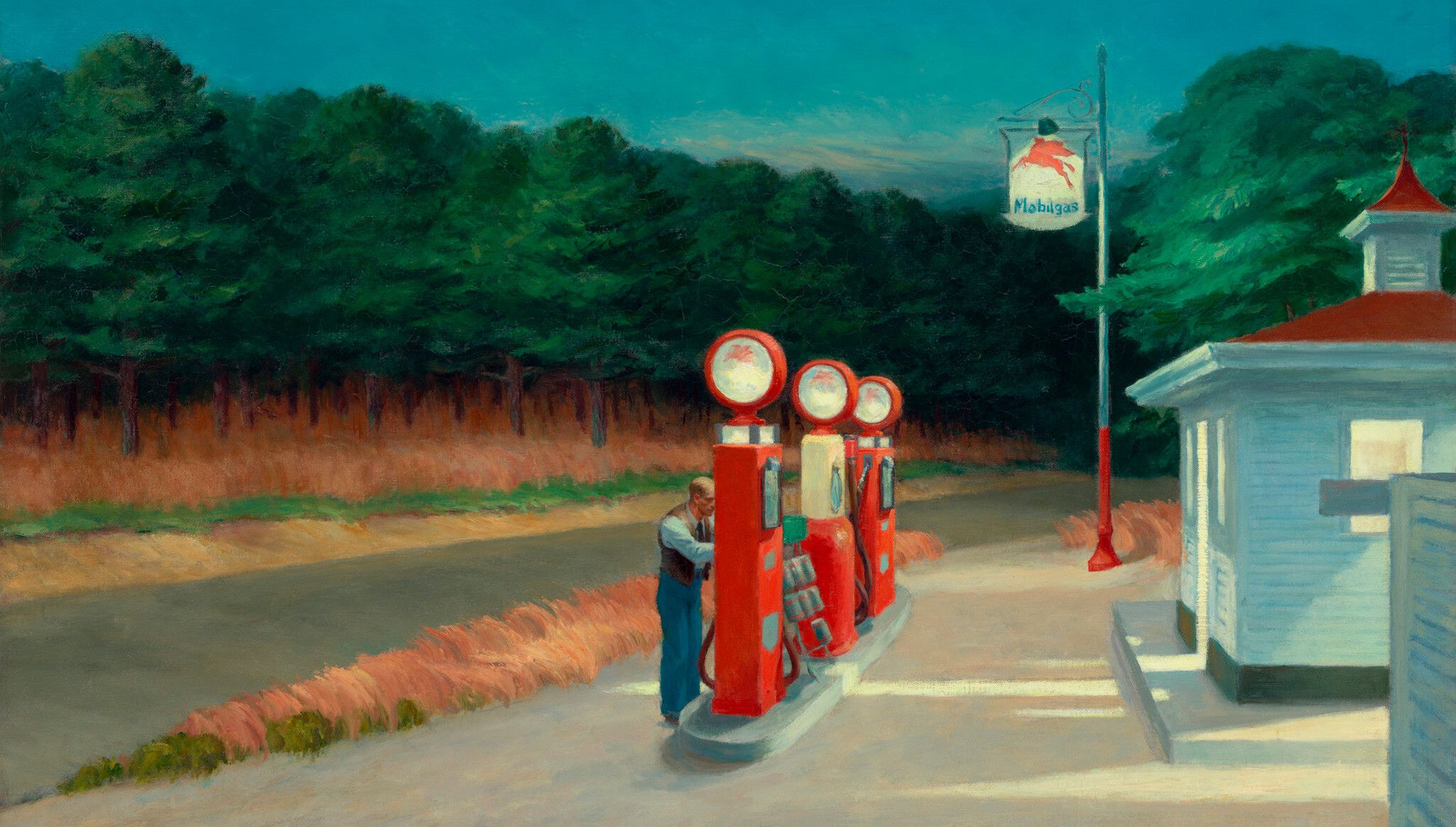 An oil painting by Edward Hopper, titled Gas, dated 1940.