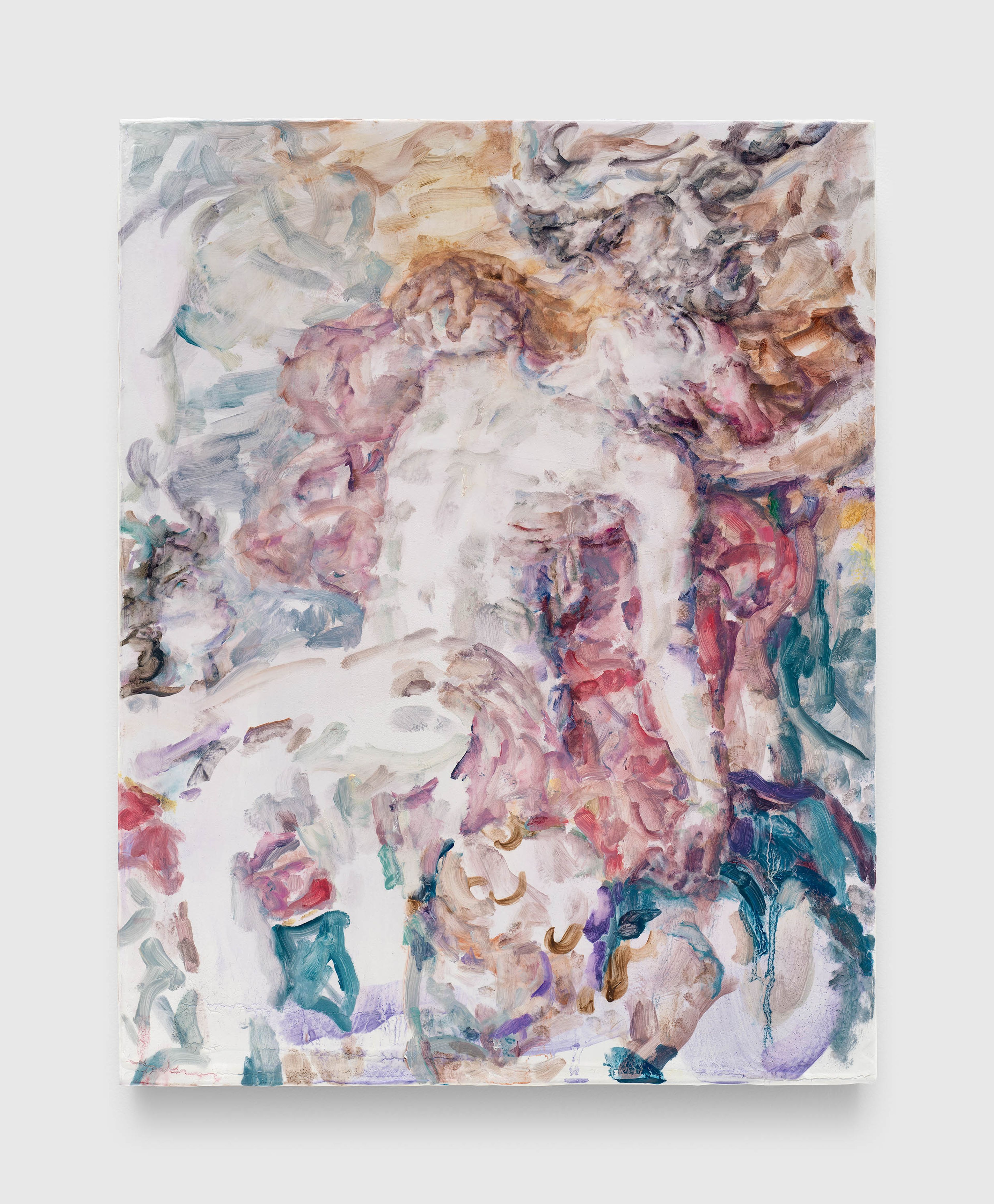 A painting by Elizabeth Peyton, titled the death of Sarpedon, ὁ θάνατος τοῦ Σαρπηδόνος (after Henri-Léopold Lévy, 1874), dated 2026.