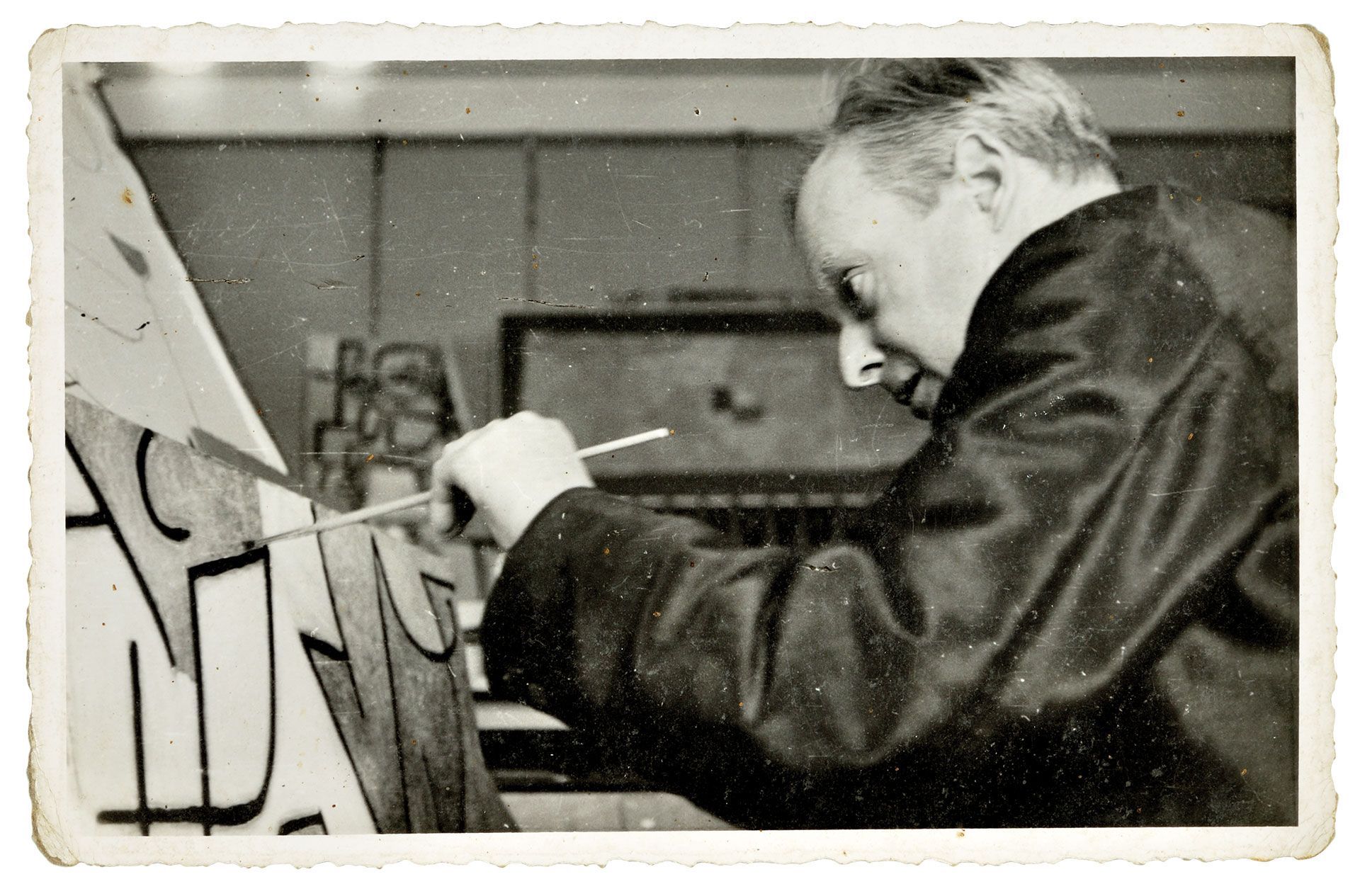 A photograph of Paul Klee in his atelier, Bern, in summer 1939.