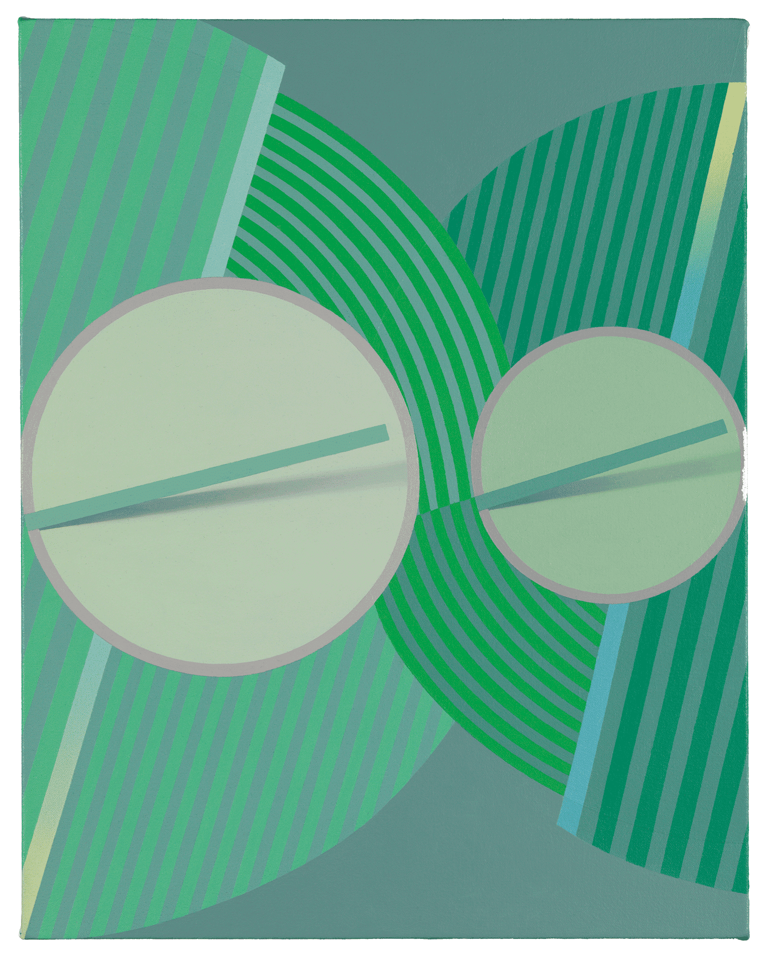 A painting by Tomma Abts, titled Schwiddo, dated 2008.