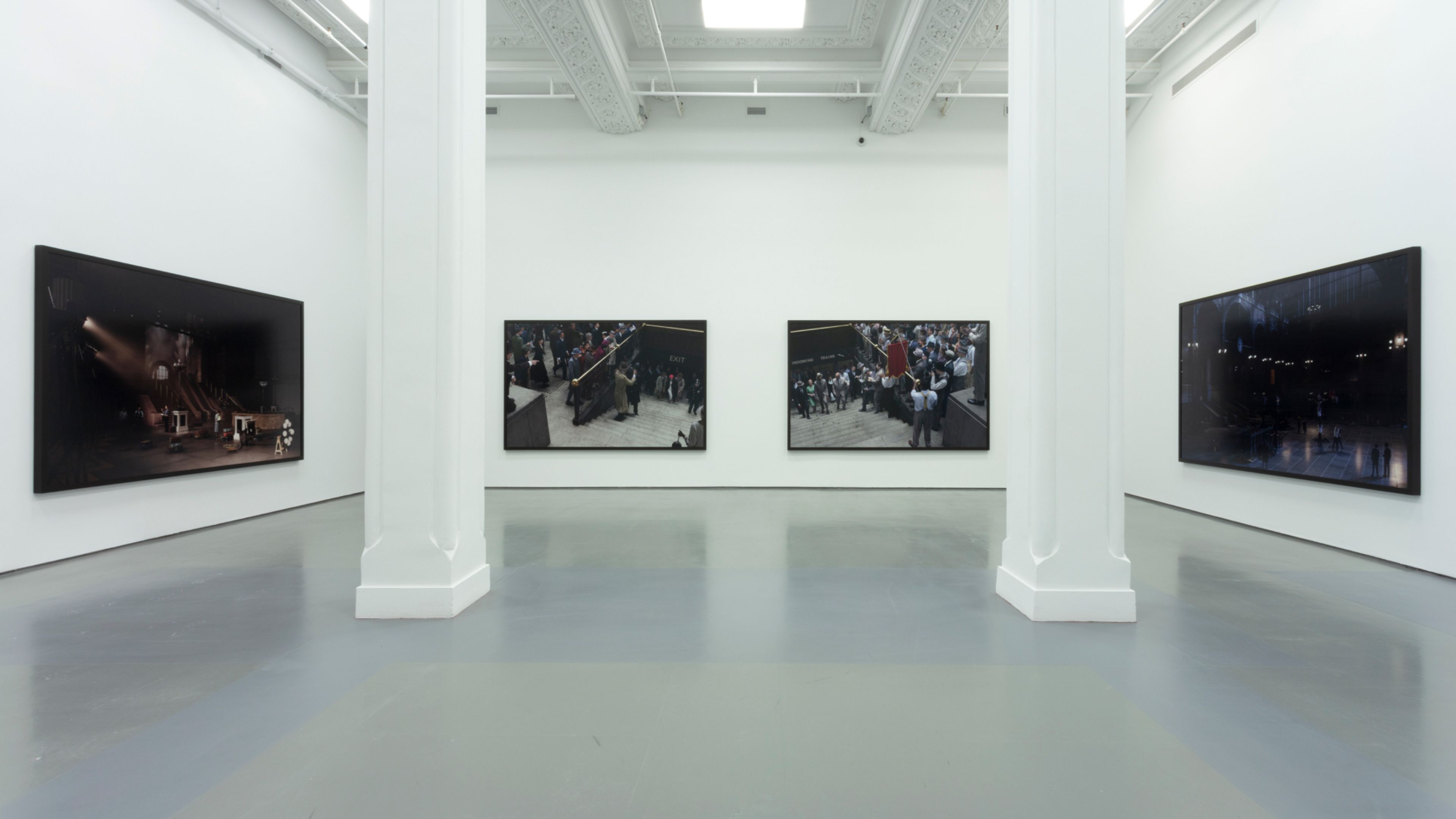 Installation view of the exhibition titled Stan Douglas: Revealing Narratives, at the PHI Foundation for Contemporary Art in Montréal, dated 2022. 