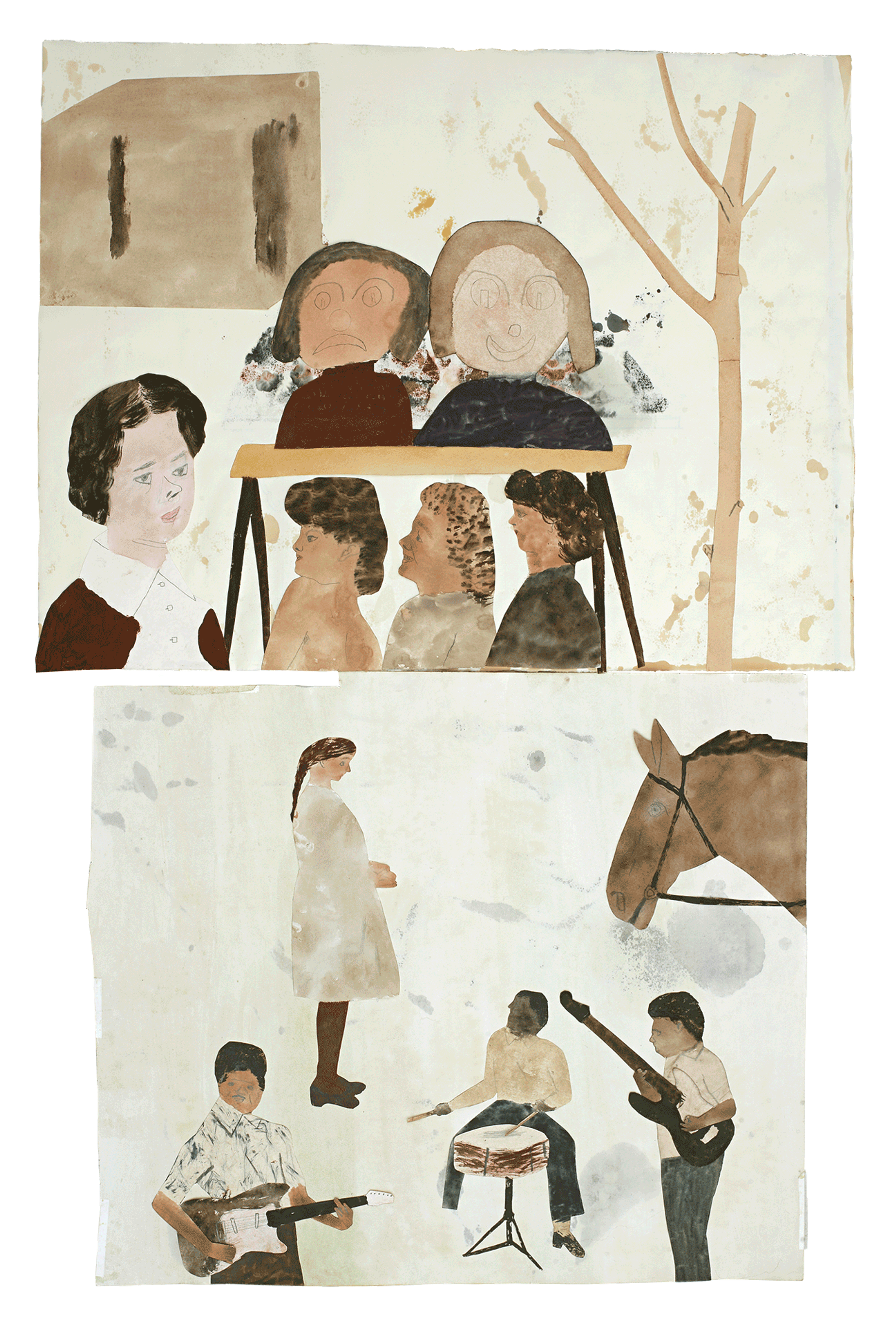 A work on paper by Jockum Nordstr√∂m, titled Nursery School, dated 2010