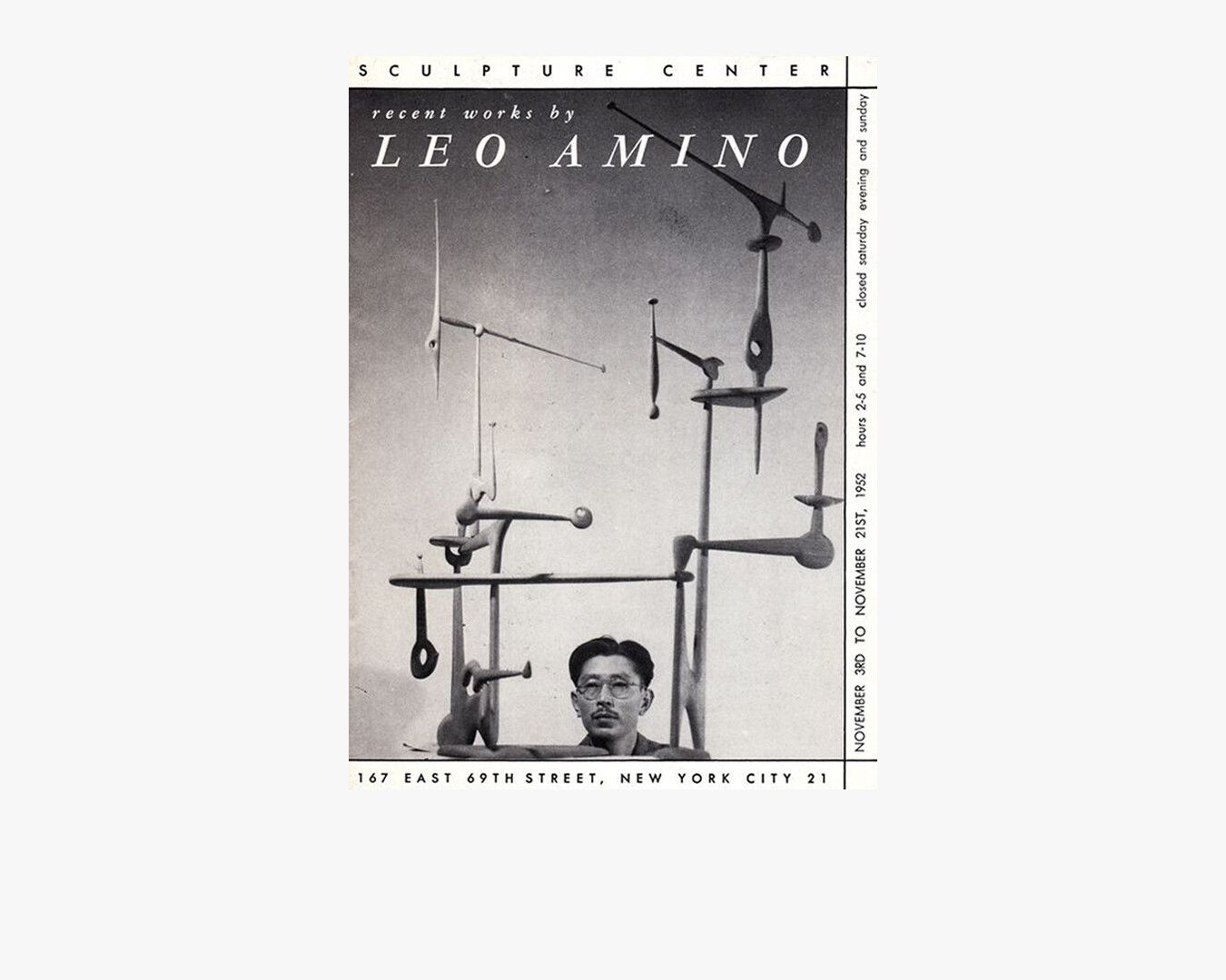 A photo of a sculpture center catalogue for Leo Amino, dated 1952.