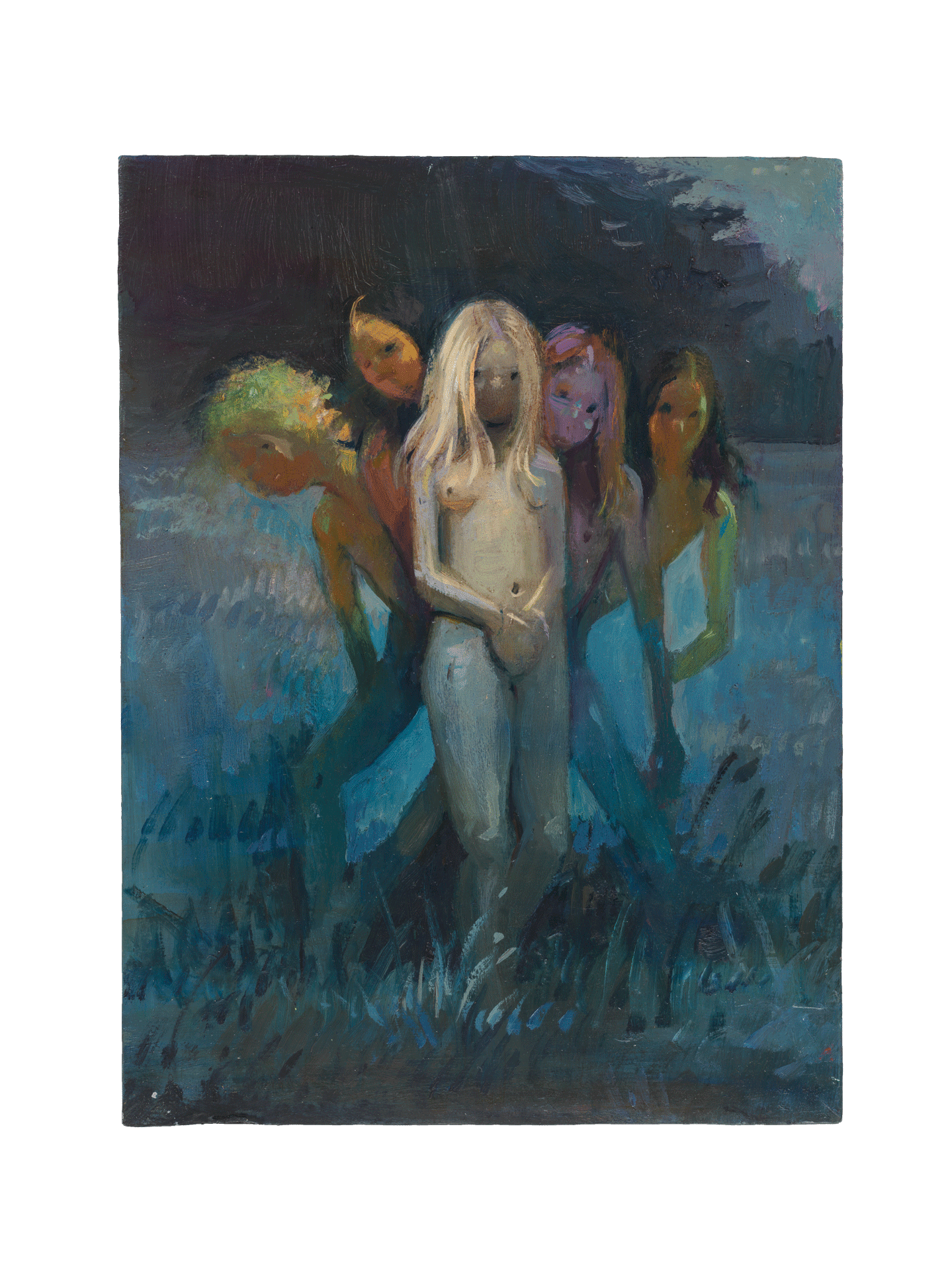 A painting by Lisa Yuskavage, titled Little Hippies, dated 2013.